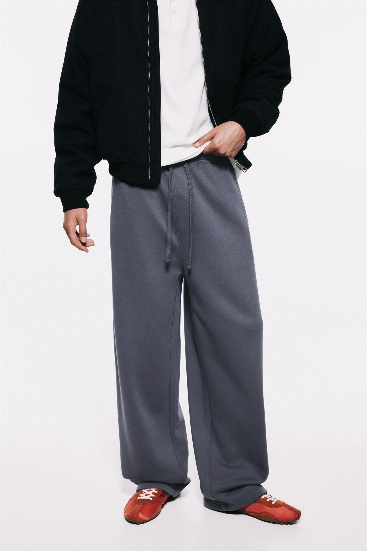 Basic baggy tracksuit bottoms — Grey blue