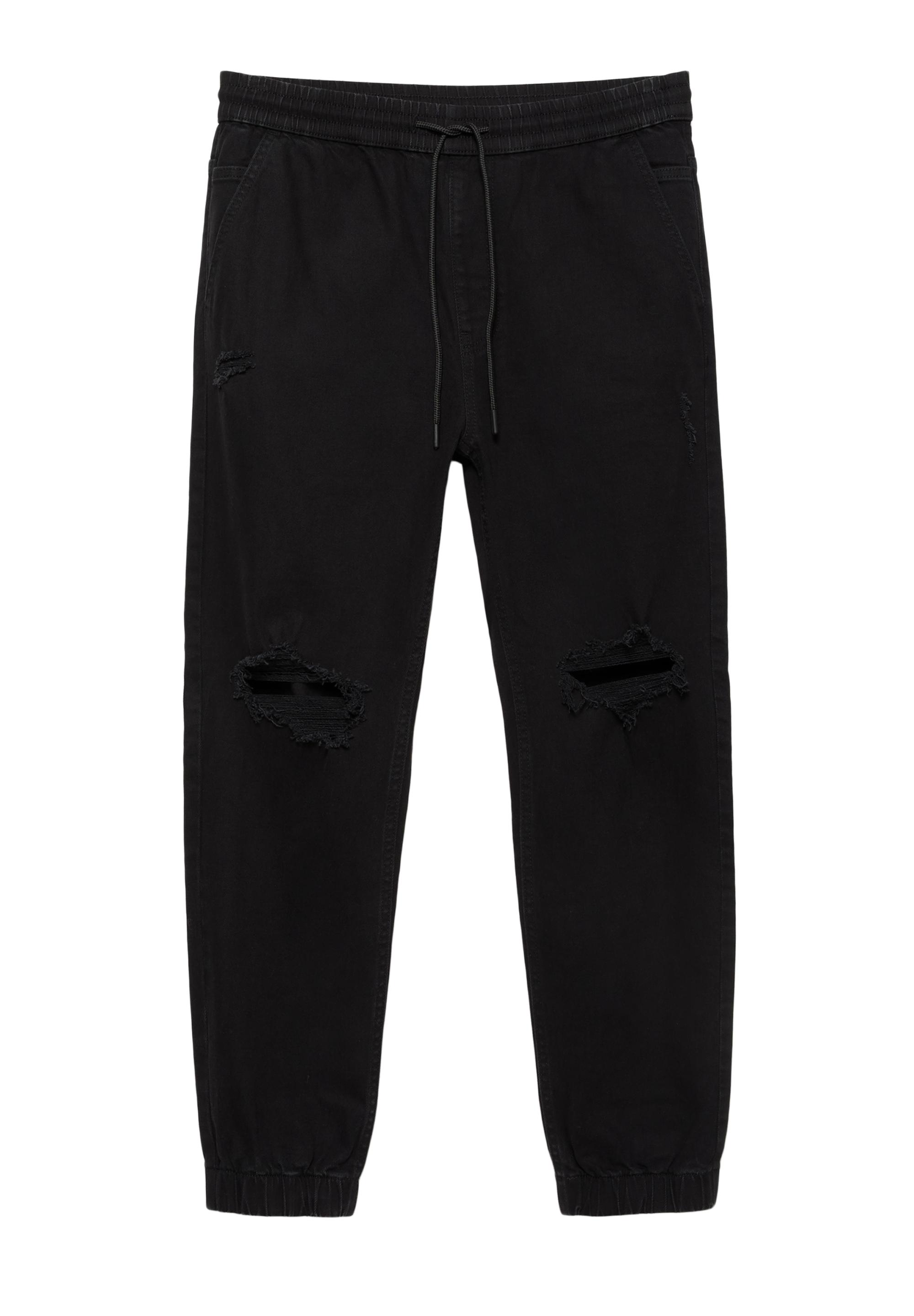 Ripped denim jogger trousers — Black