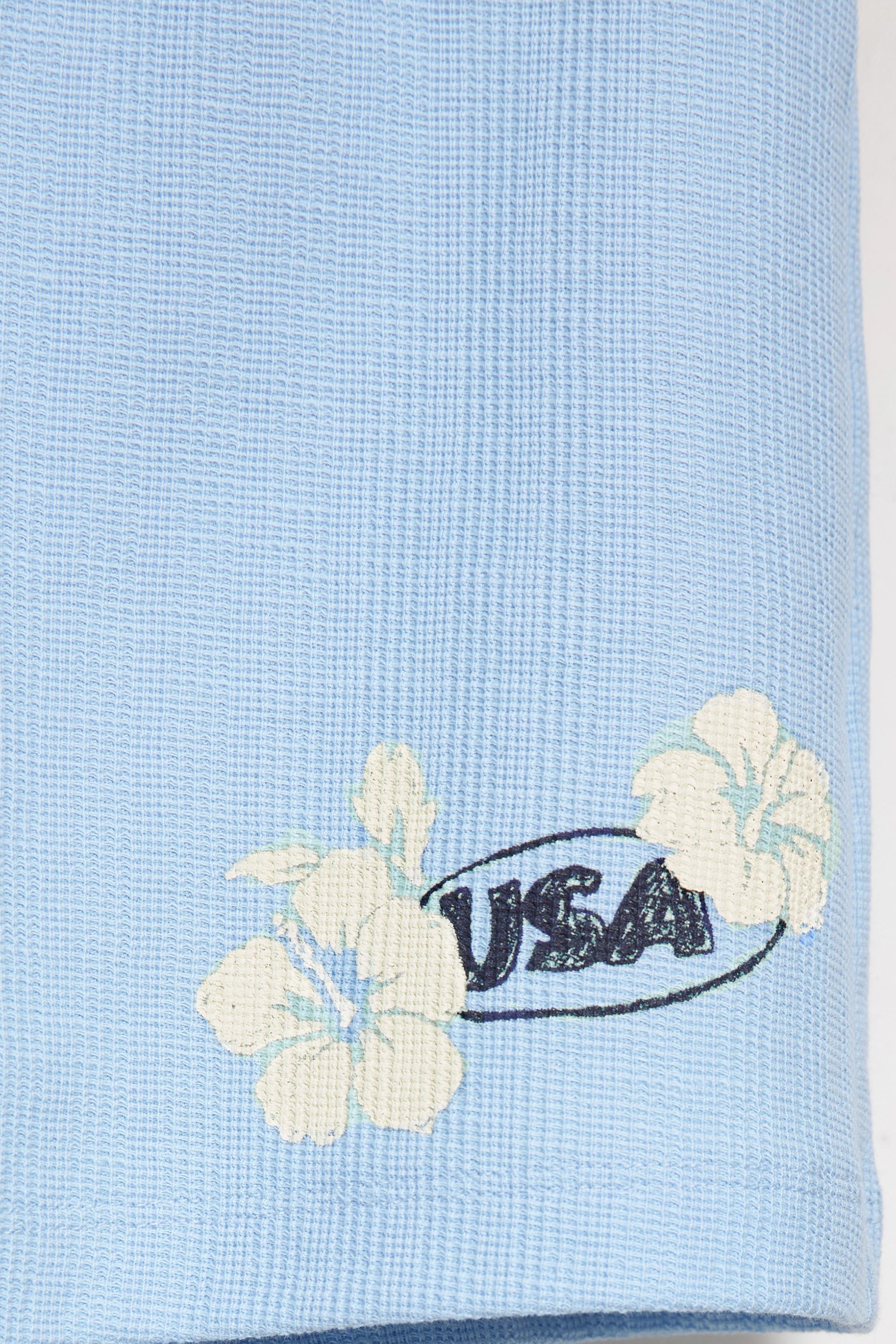 Floral textured shorts — Sky blue