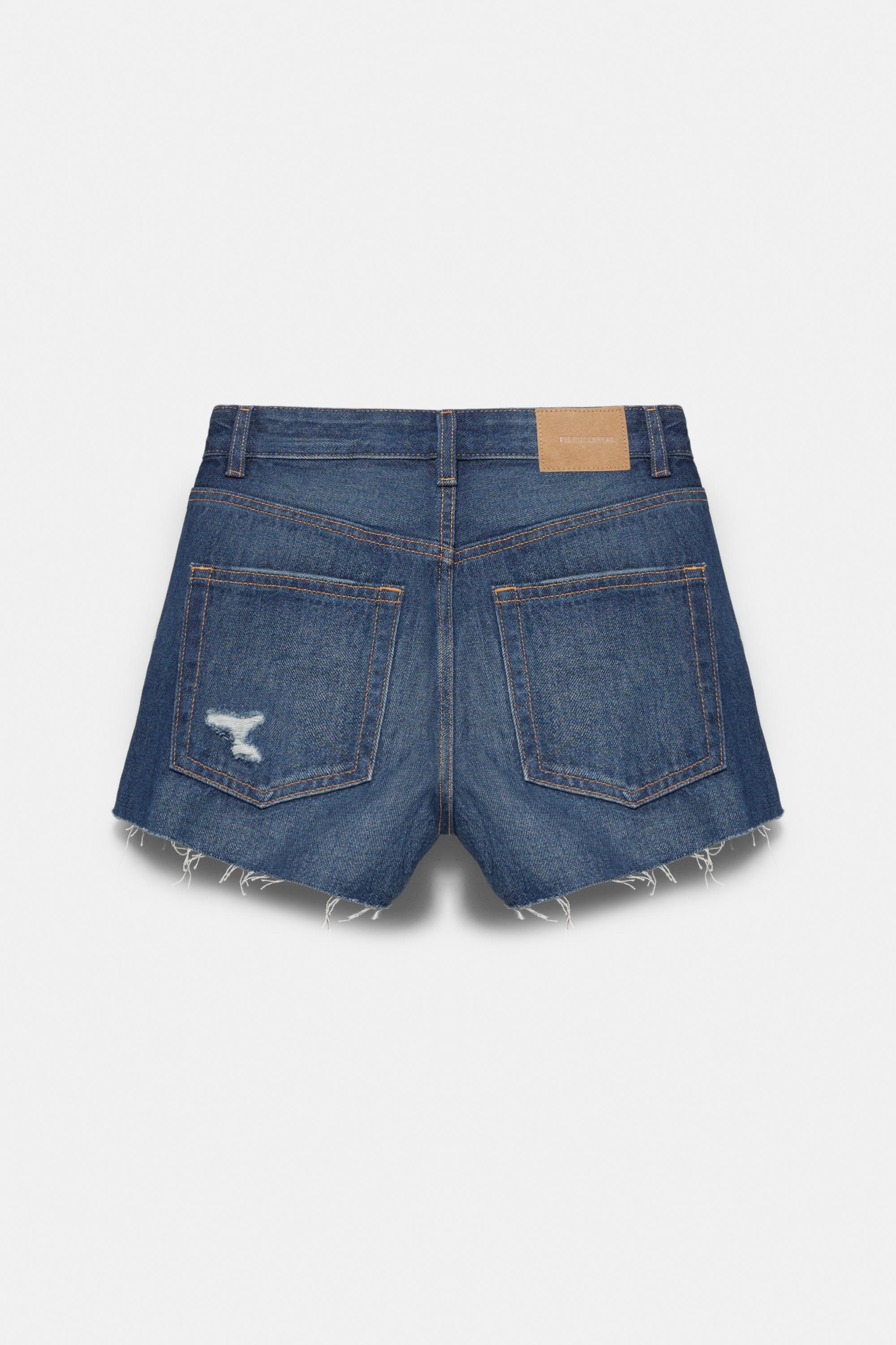 Mom fit ripped denim shorts — Dark blue