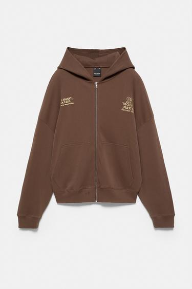 Embroidered zip-up hoodie — Chocolate 6