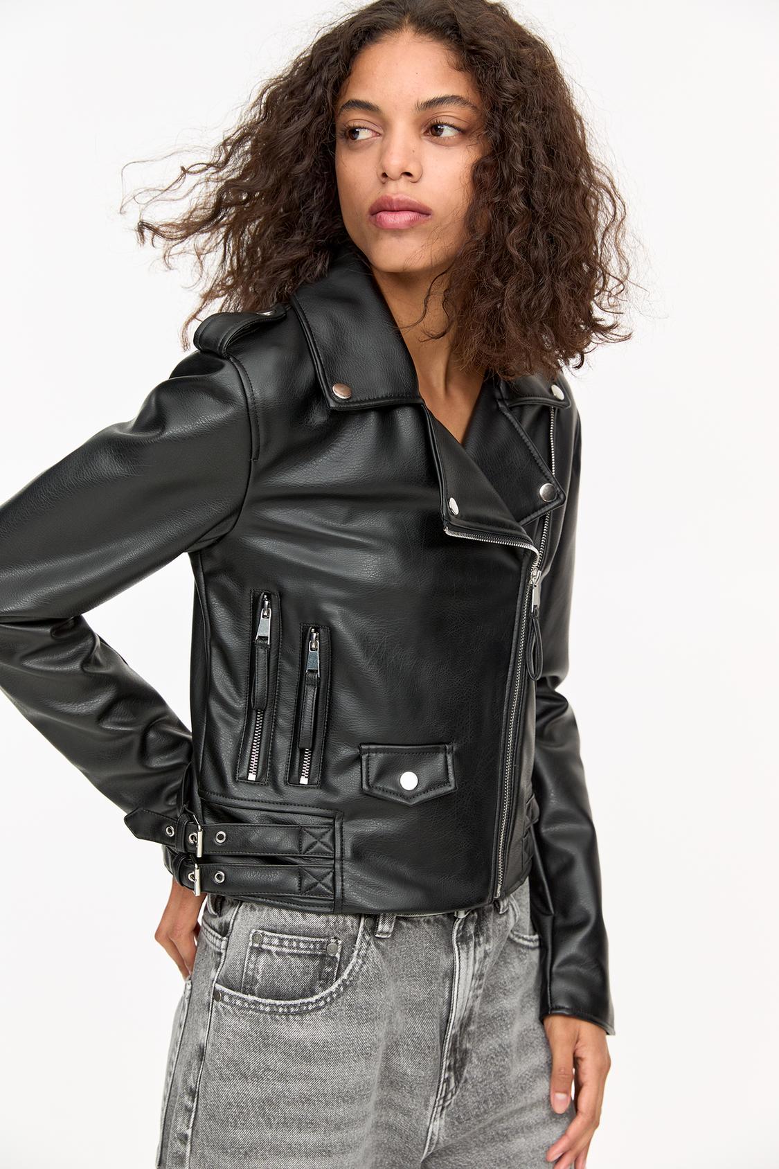 Biker Jacket Cazadora Cuero Roja Pull And Bear Leather Jacket