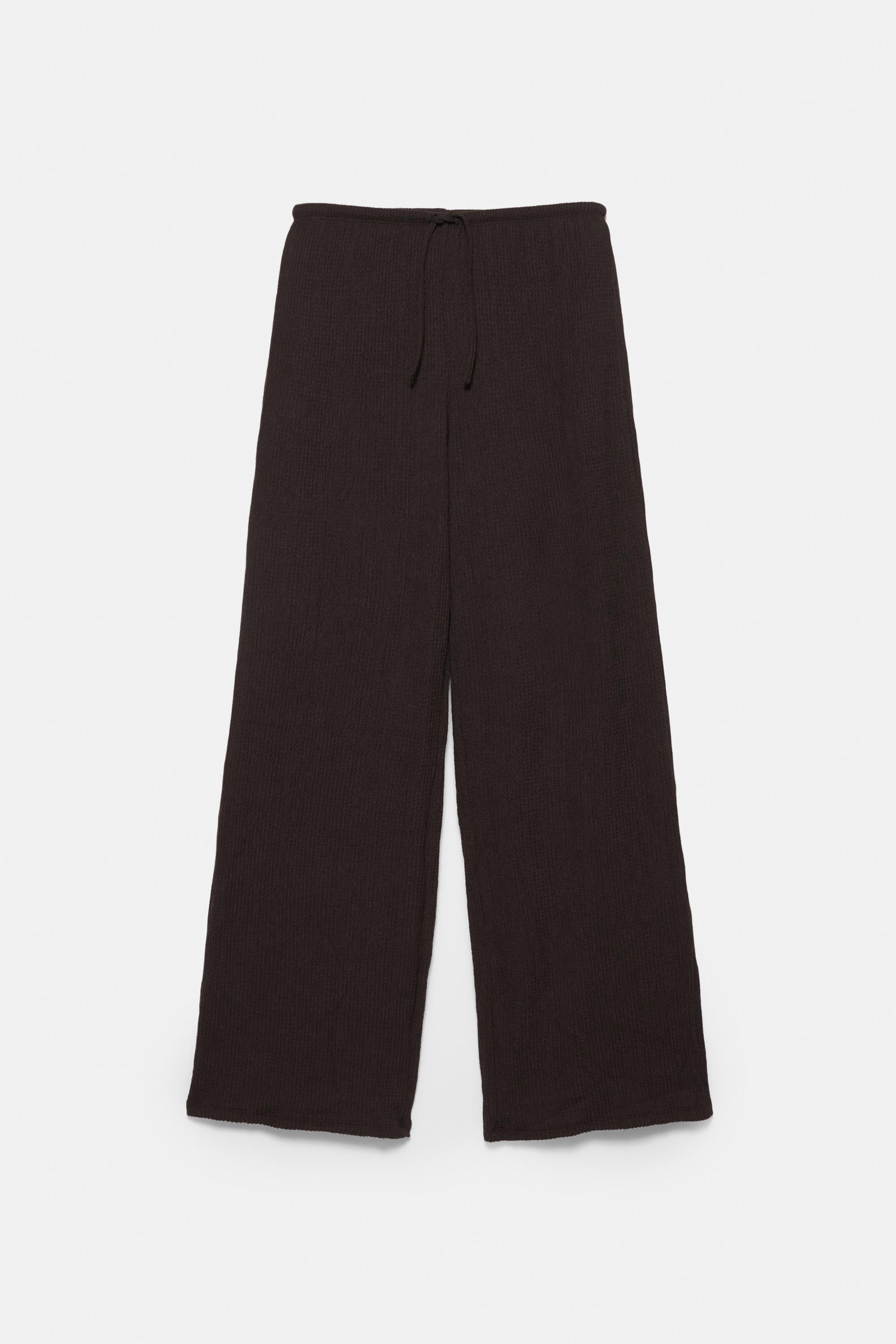 Wide-leg crepe trousers — Brown