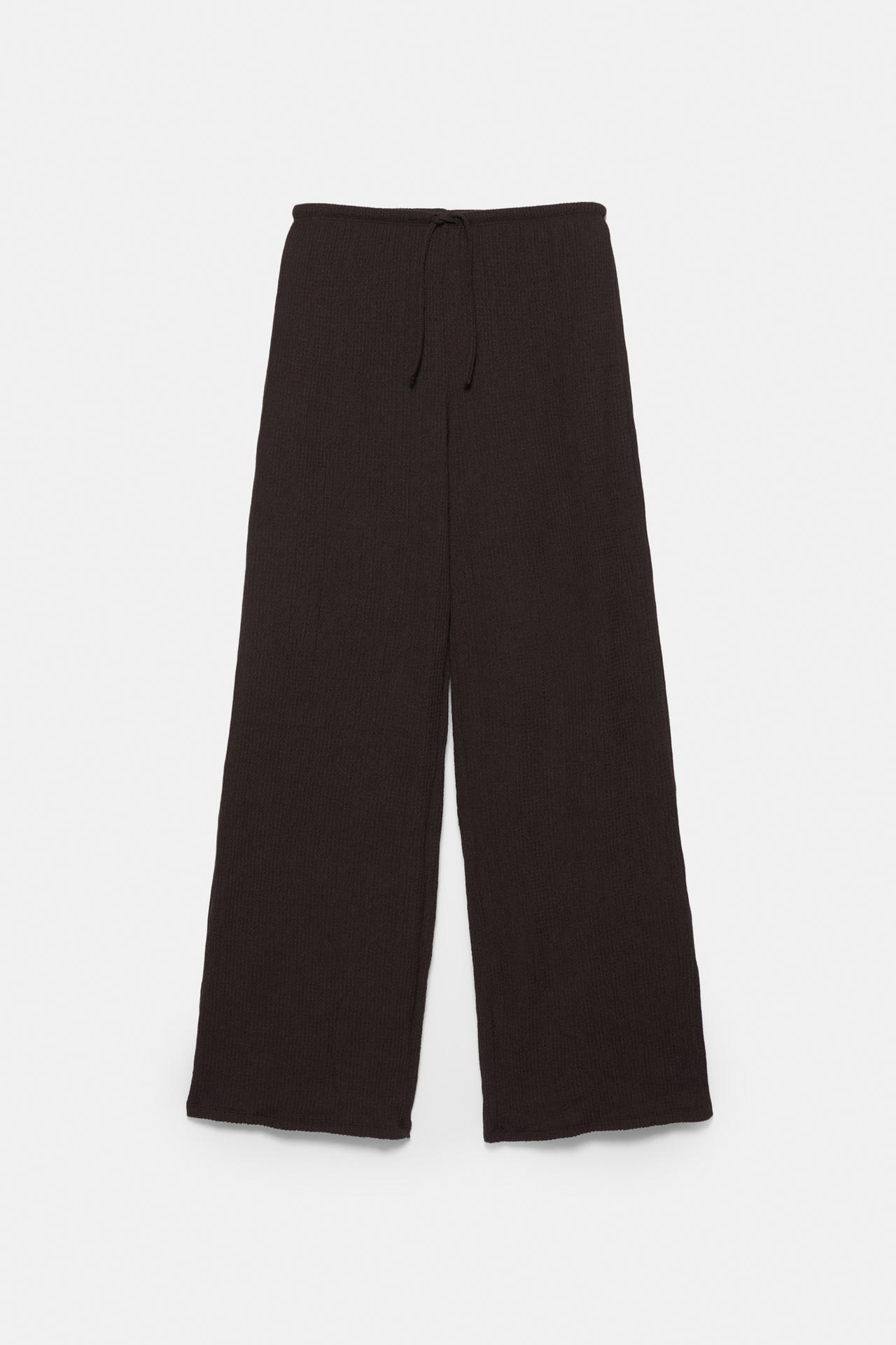 Wide-leg crepe trousers — Brown