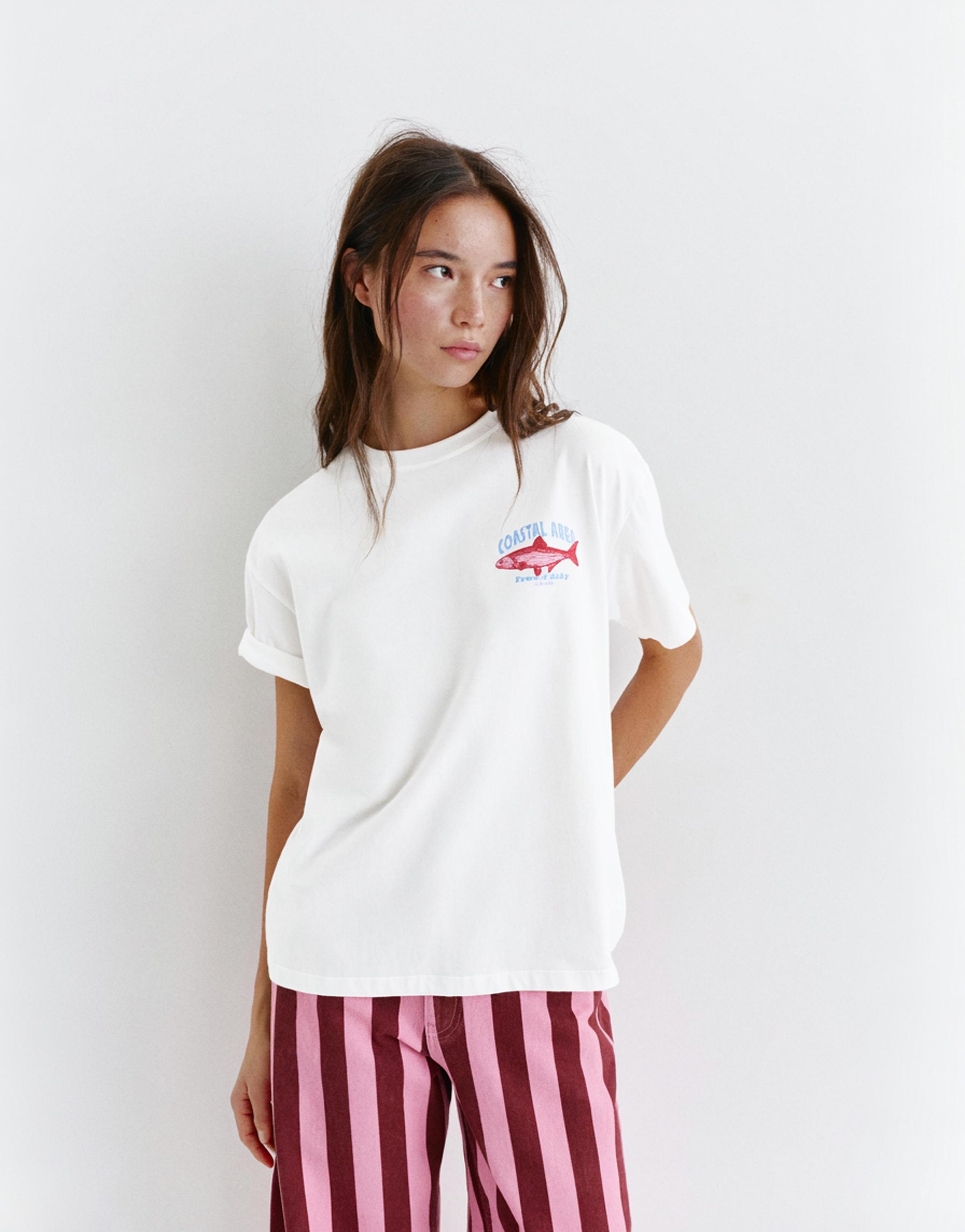 Fish graphic T-shirt — White