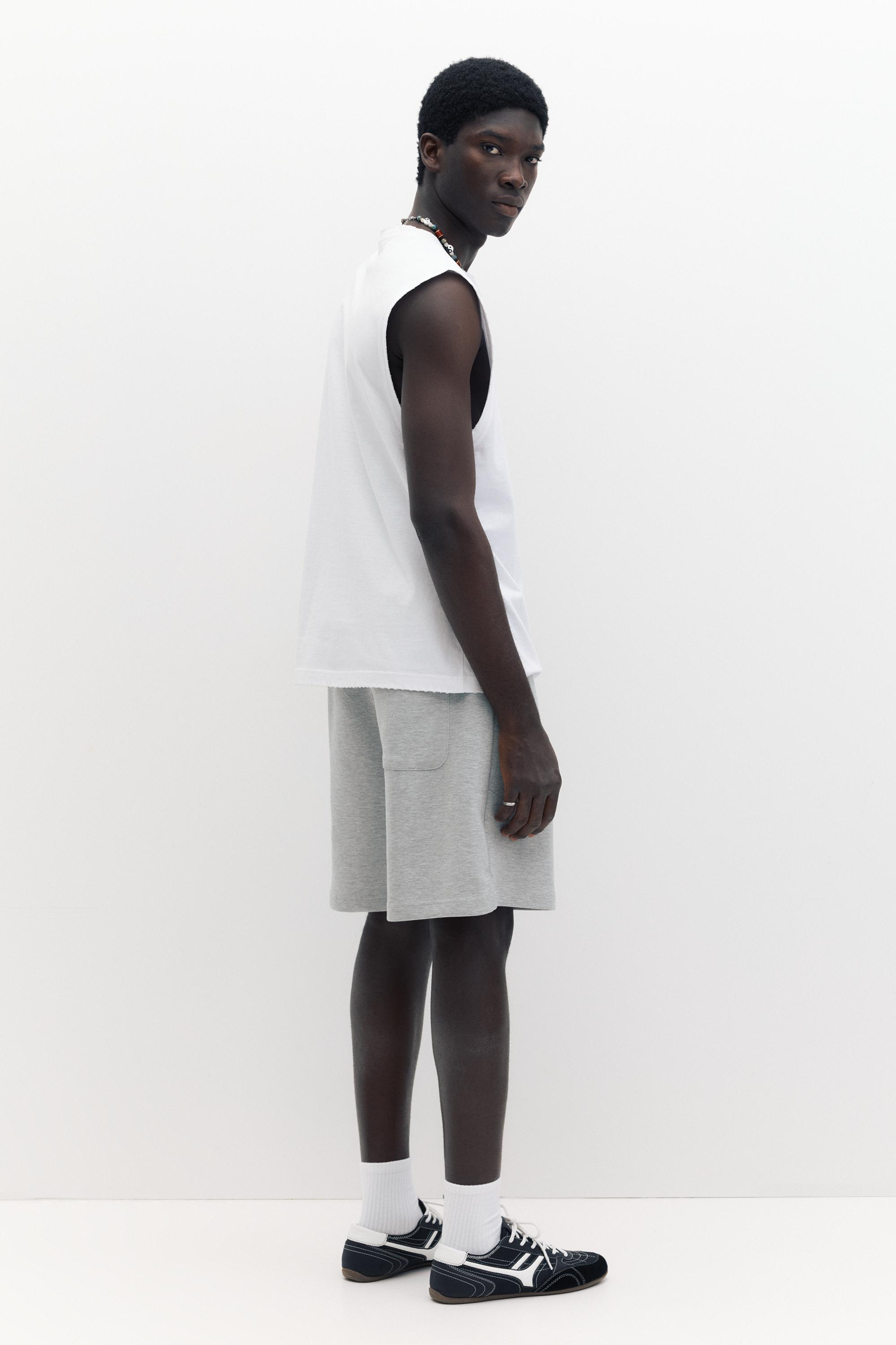 Regular fit jogger Bermuda shorts — Grey marl