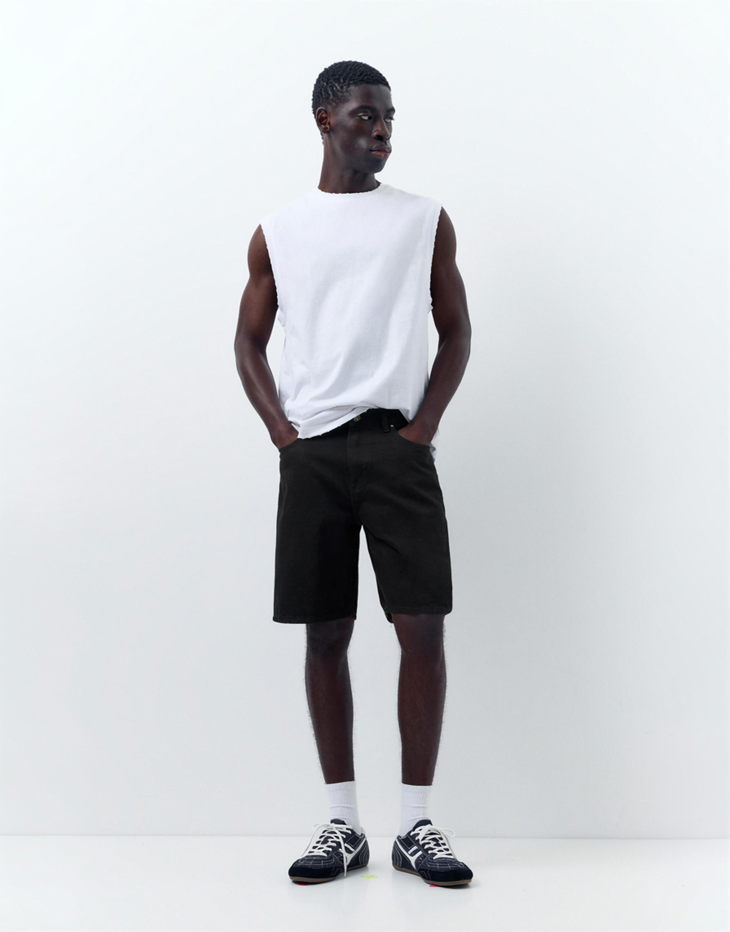 Standard denim Bermuda shorts — Black