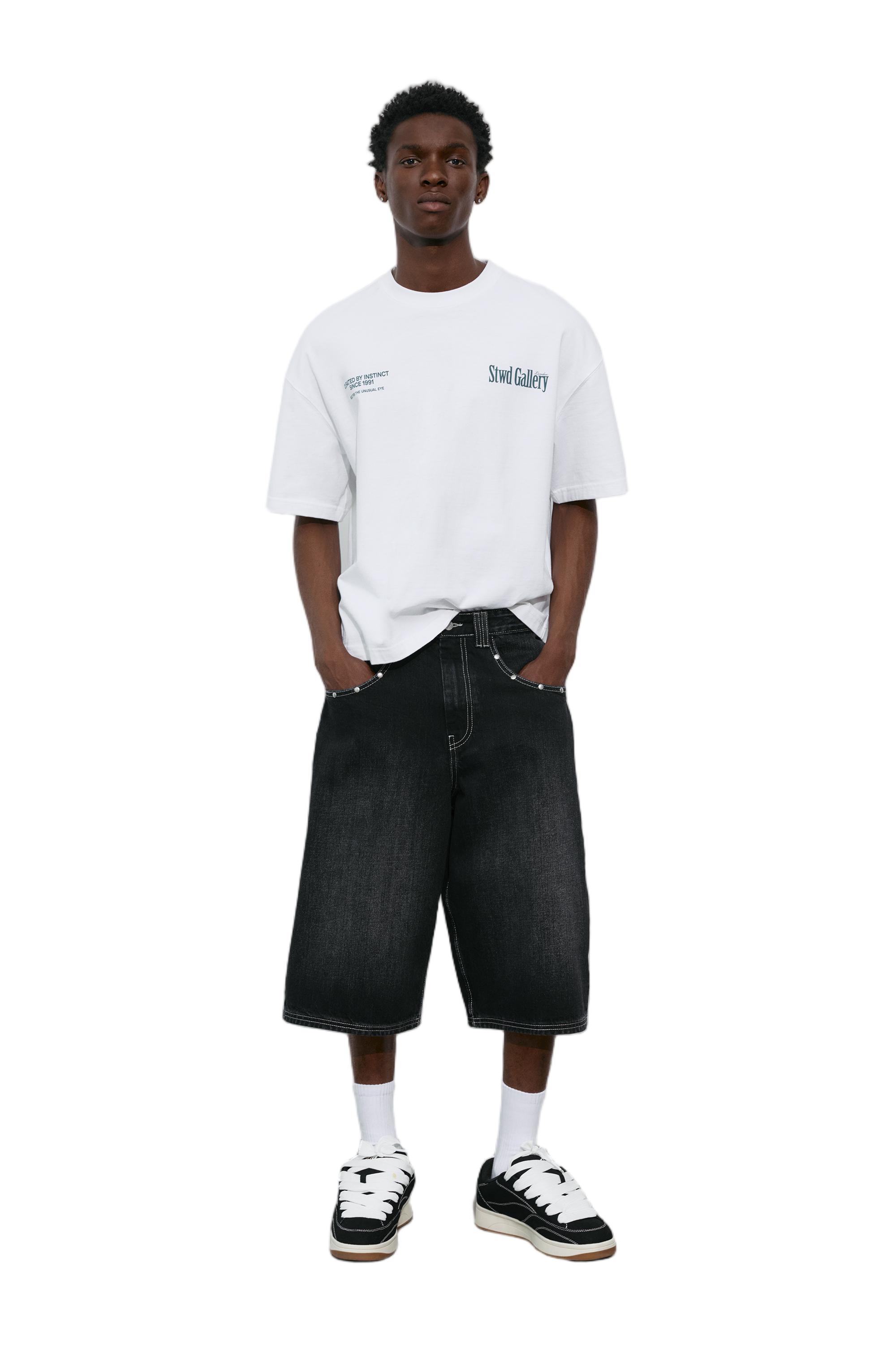 STWD studded jorts — Faded black