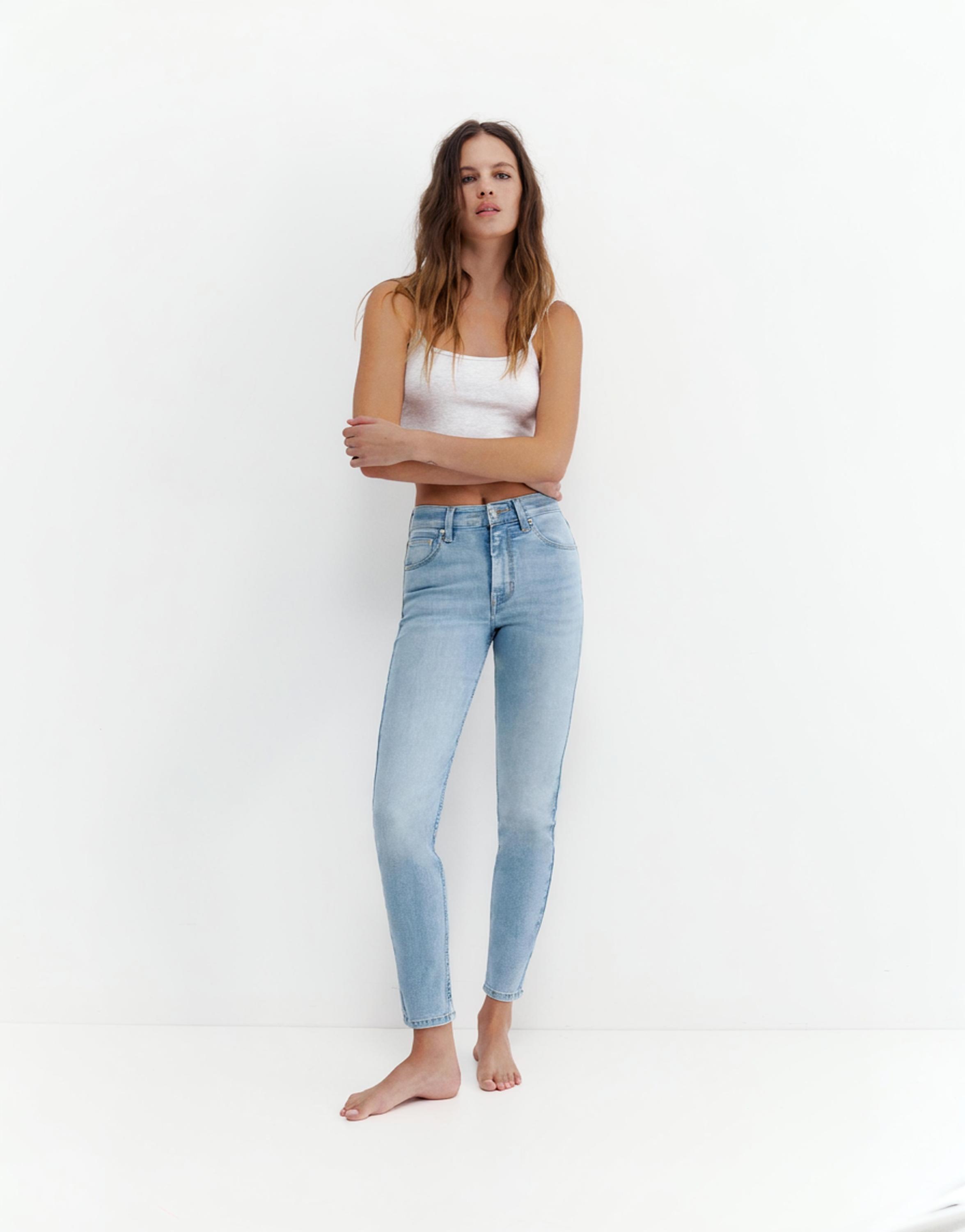 High-waist skinny jeans — Sky blue