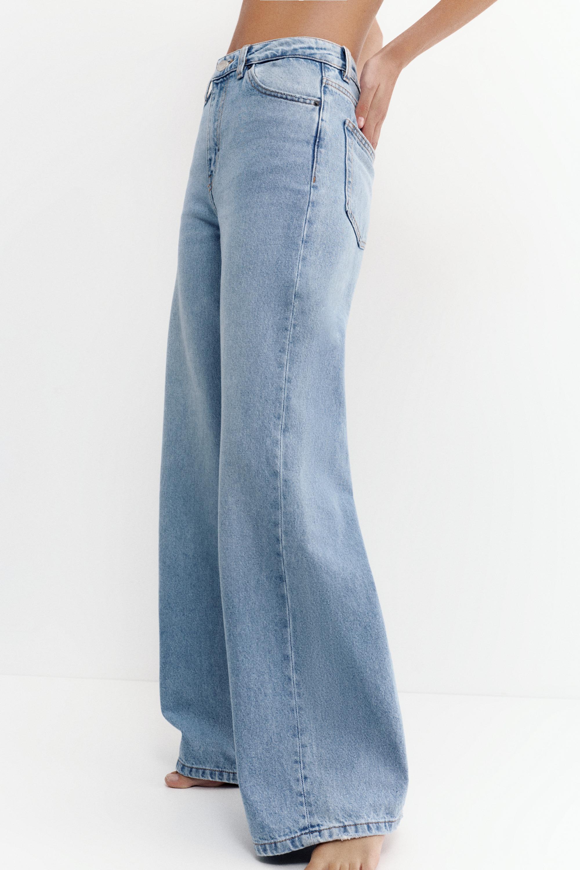 High-waist wide-leg jeans — Sky blue