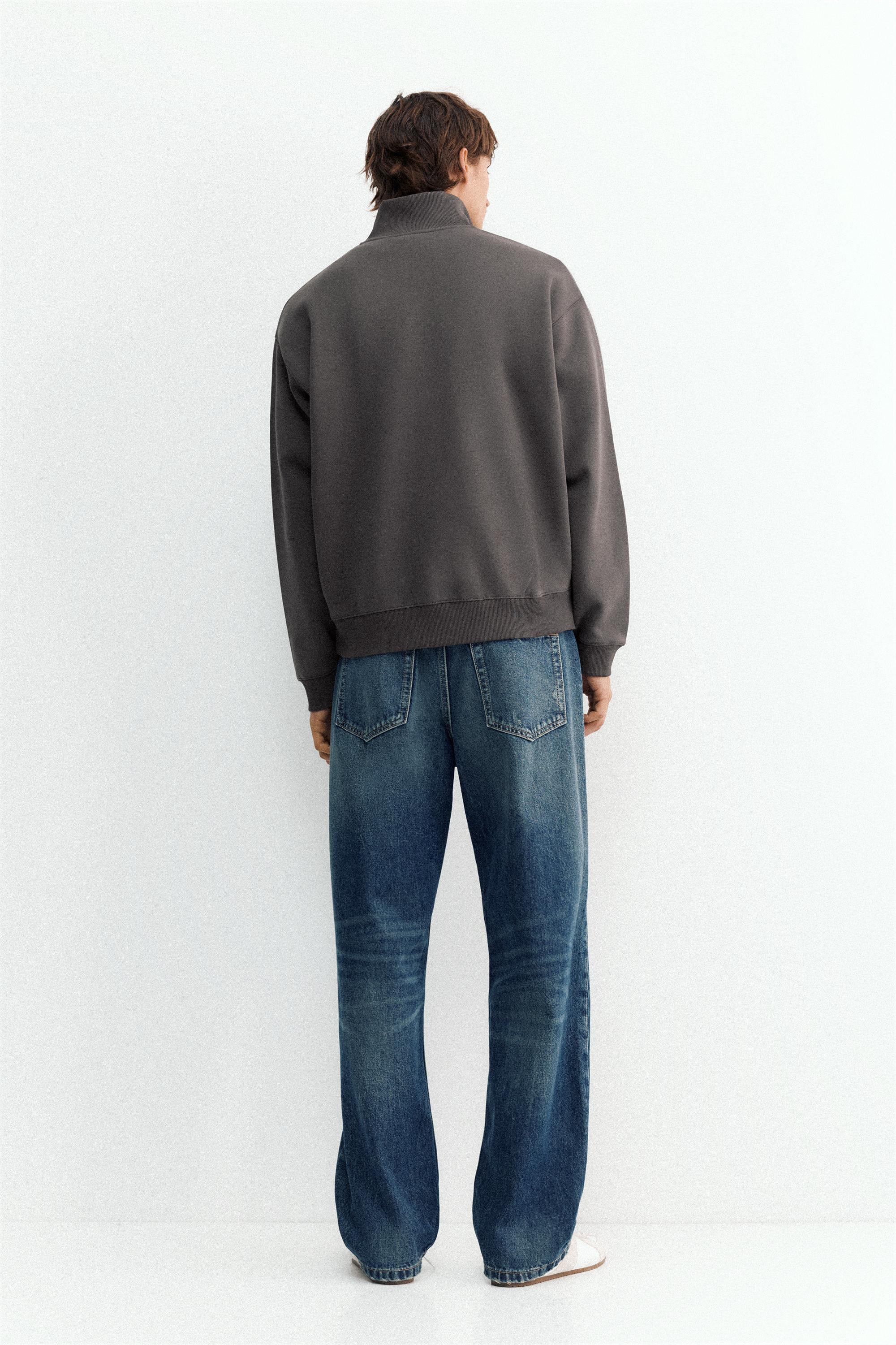 Quarter-zip sweatshirt — Anthracite grey