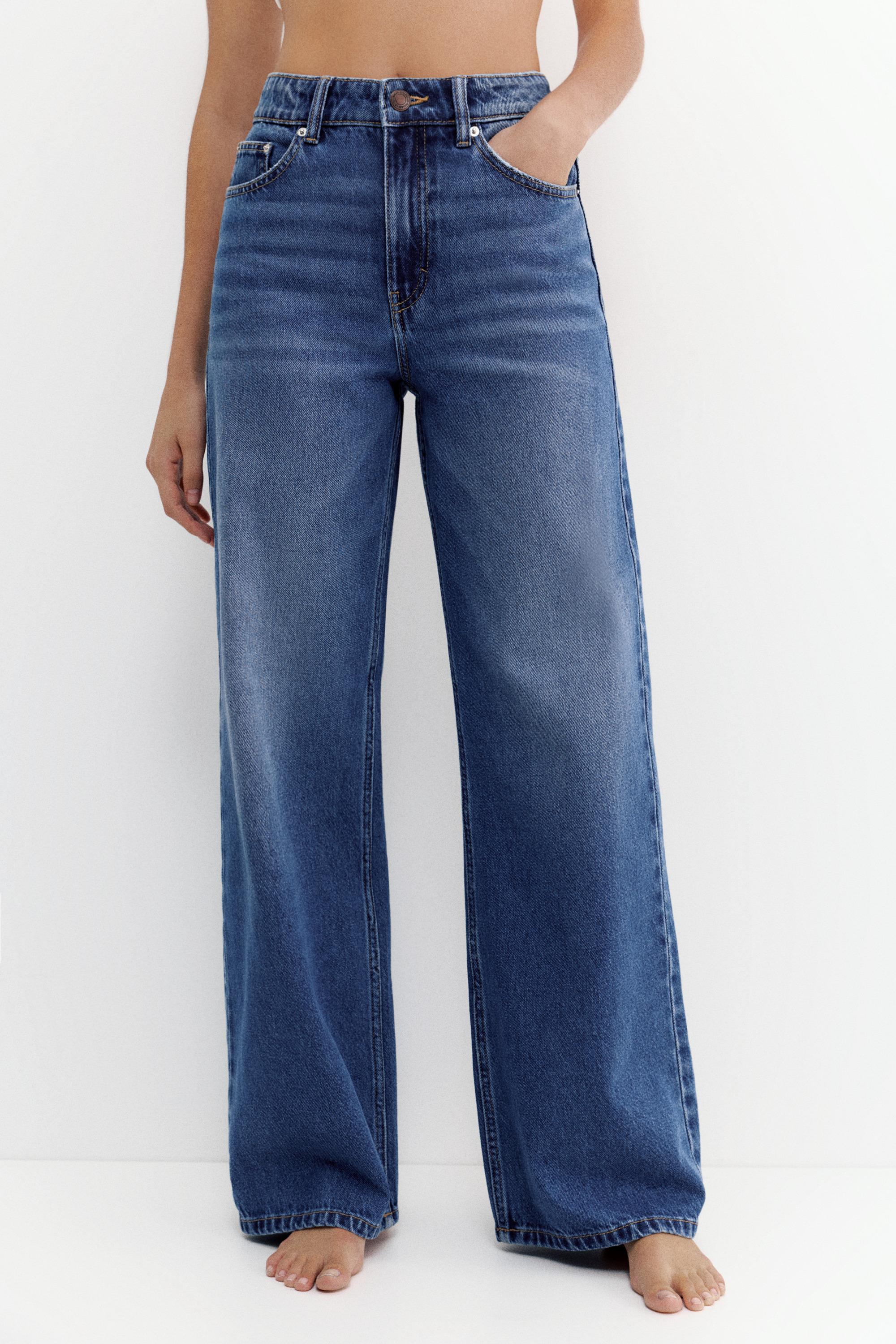 High-waist wide-leg jeans — Medium blue