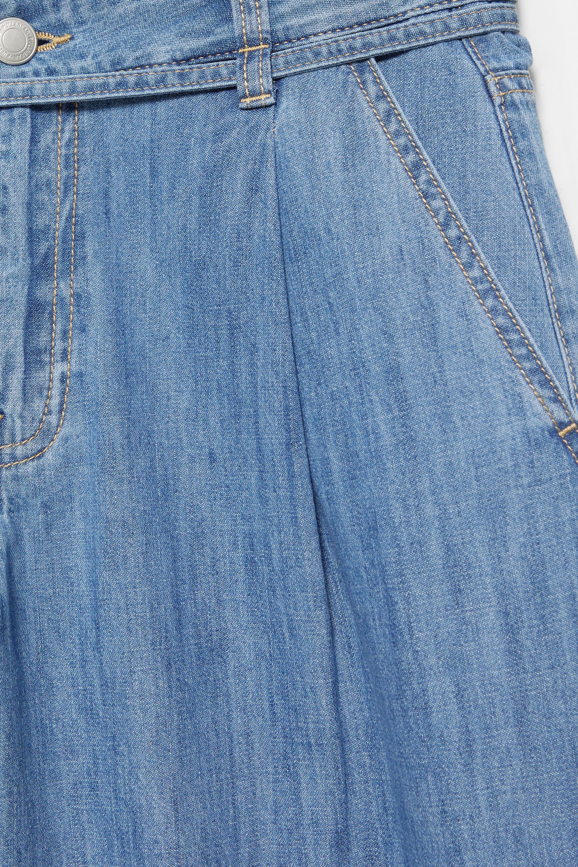 Wide-leg drawstring jeans — Pale blue
