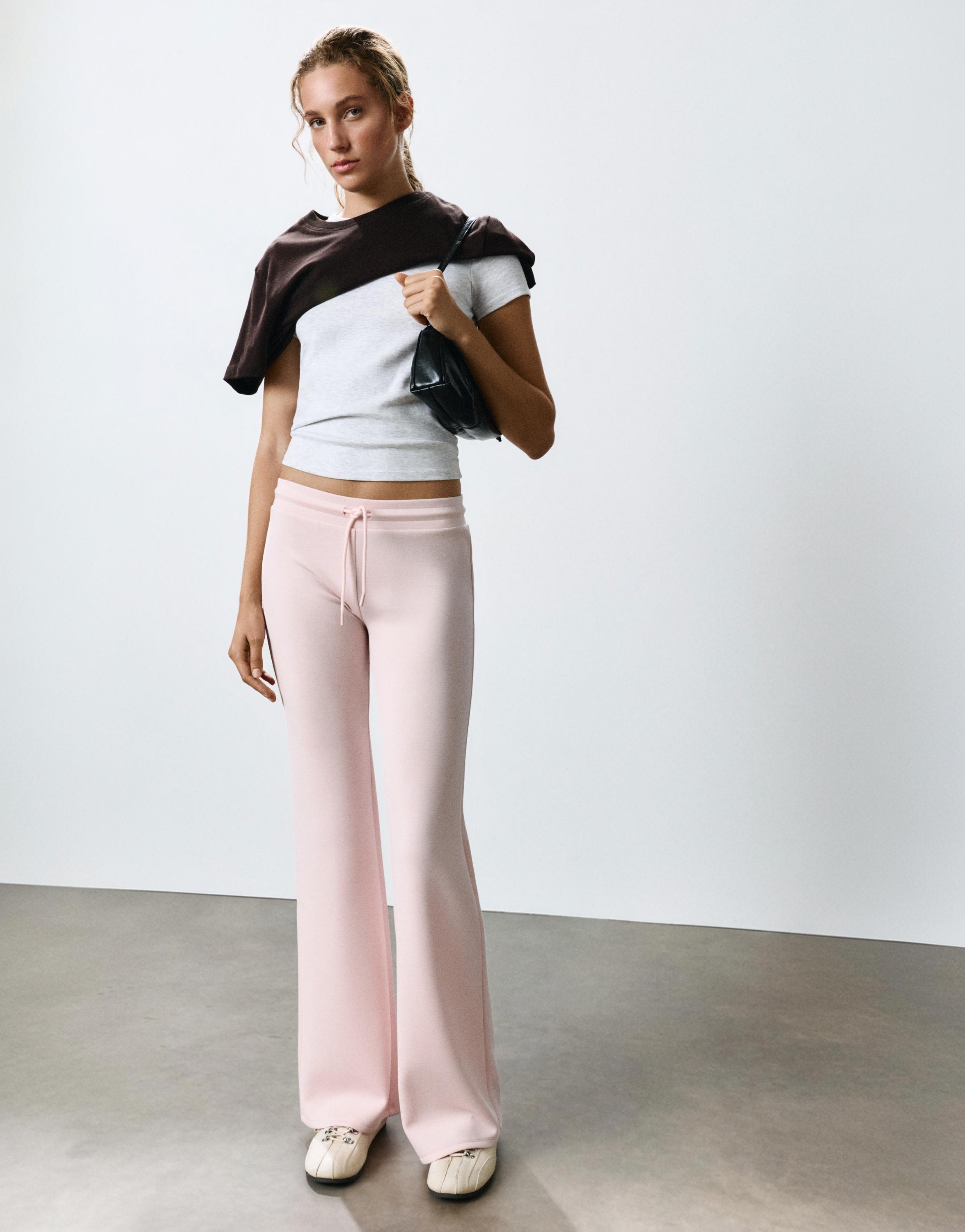 Modal flared trousers — Pastel pink