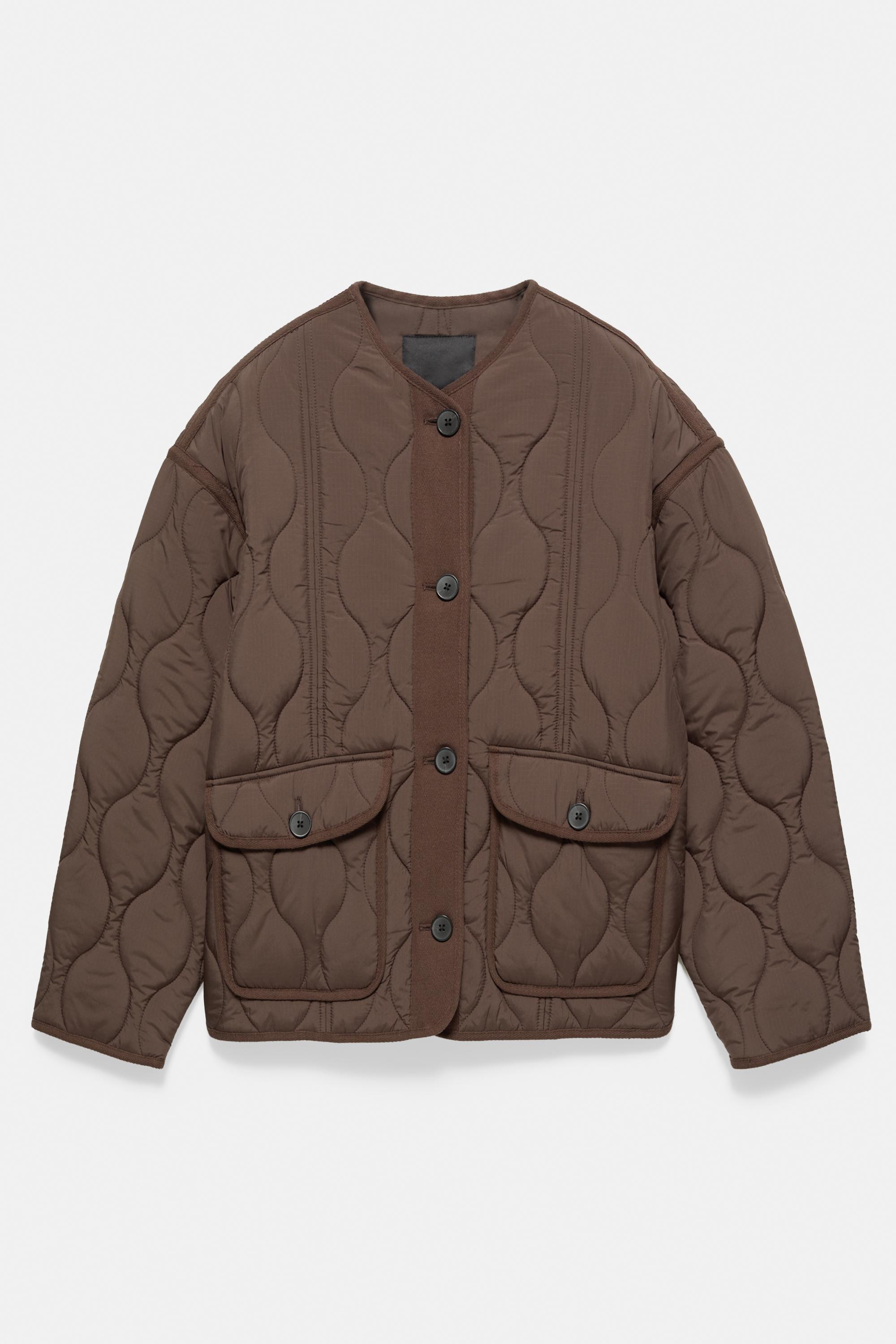 Puffer jacket with pockets — Brown