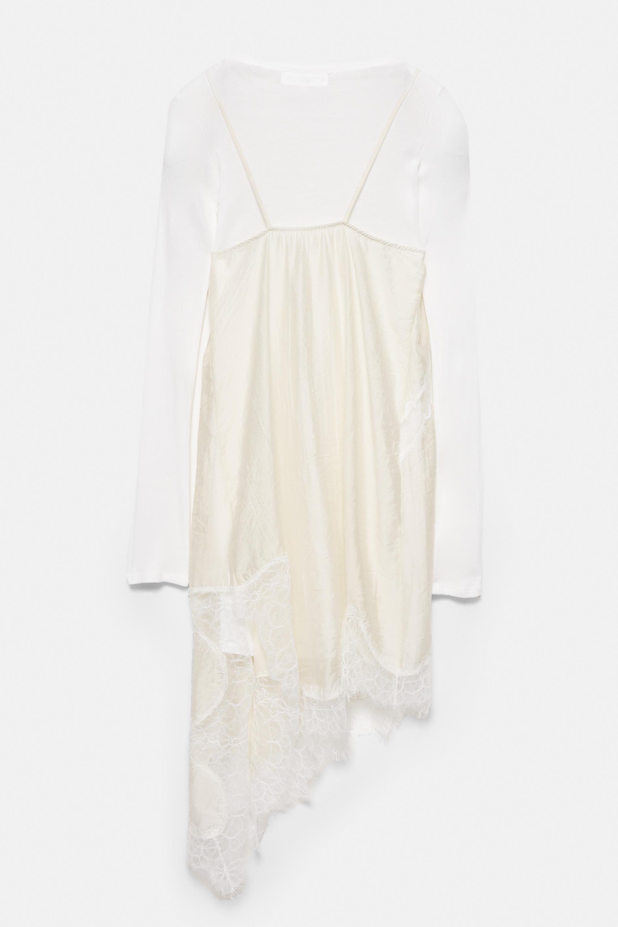 Combined camisole dress — Ecru