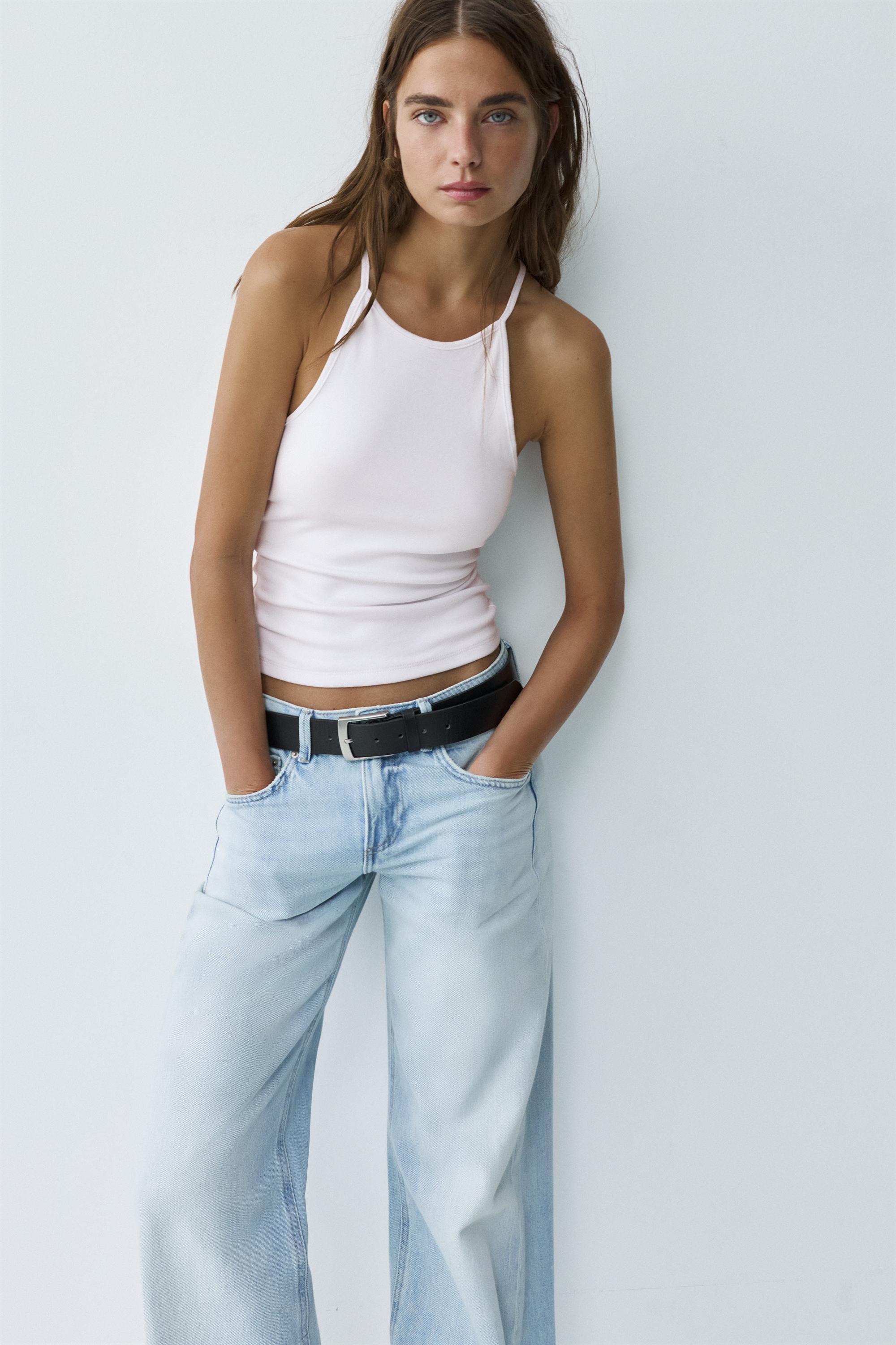 Halter-neck strappy back top — White