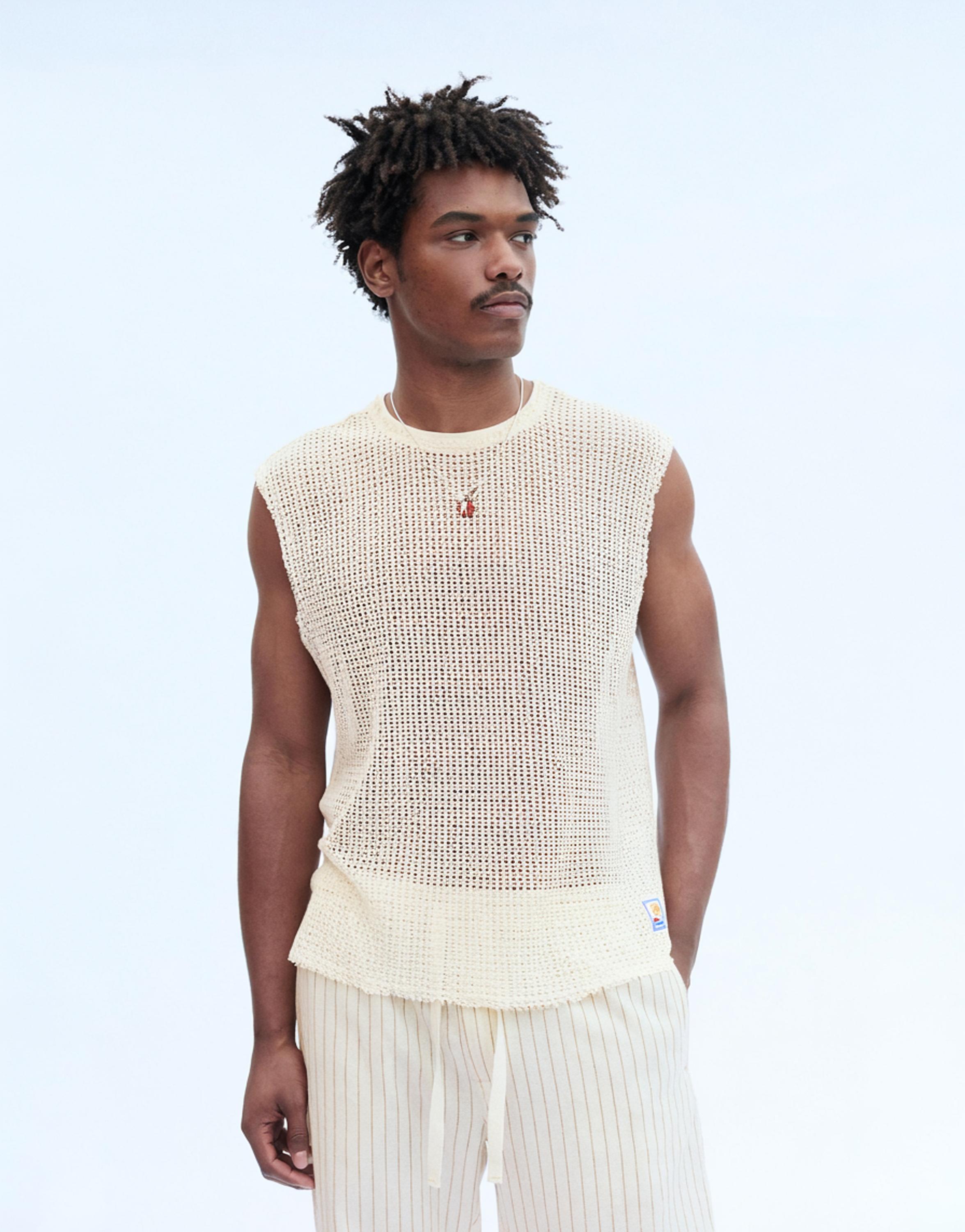 Mesh strappy top — Off white