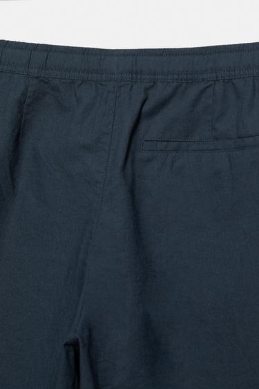 Linen blend Bermuda joggers — Dark blue 9