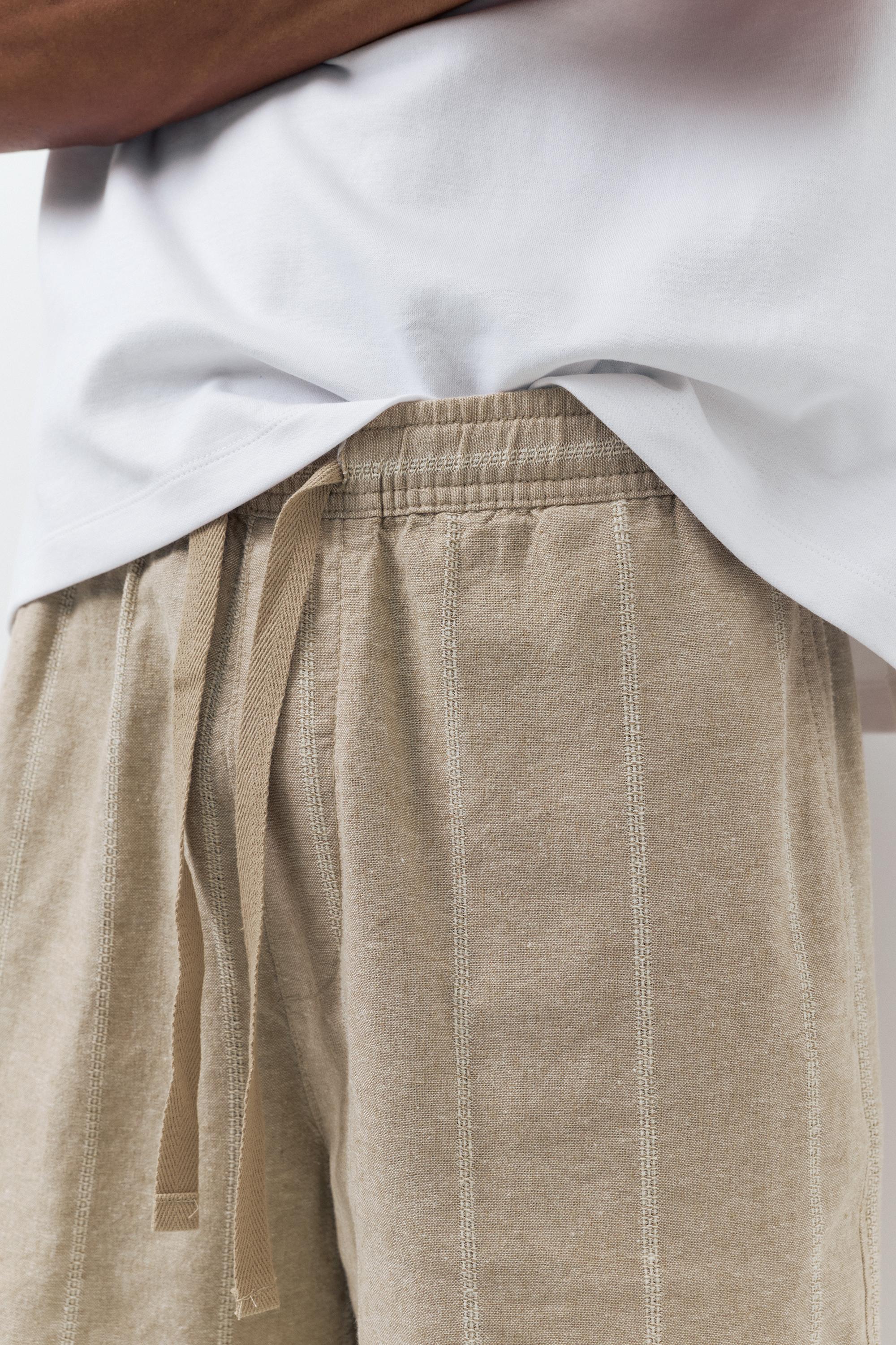 Linen blend jogger Bermuda shorts — Light camel