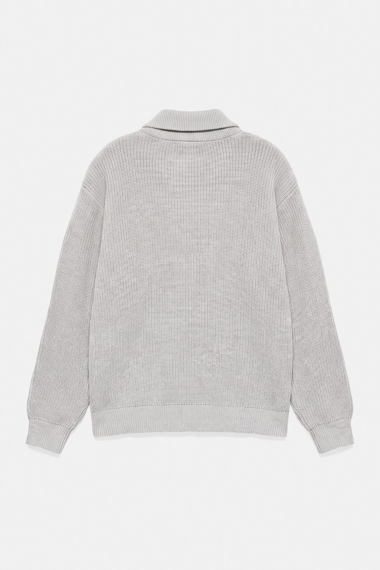 Quarter-zip jumper — Grey marl