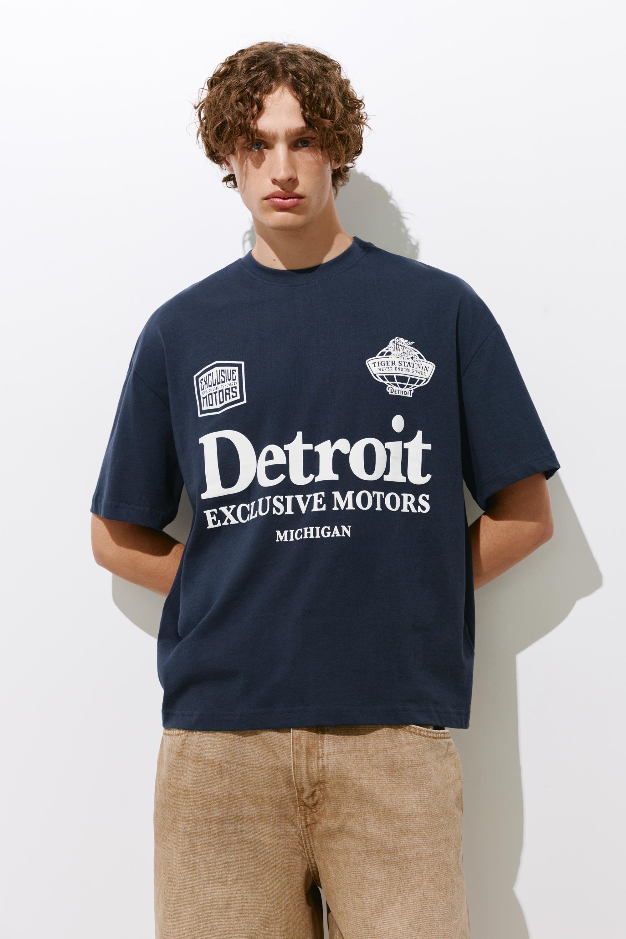 Boxy Detroit T-shirt — Dark navy