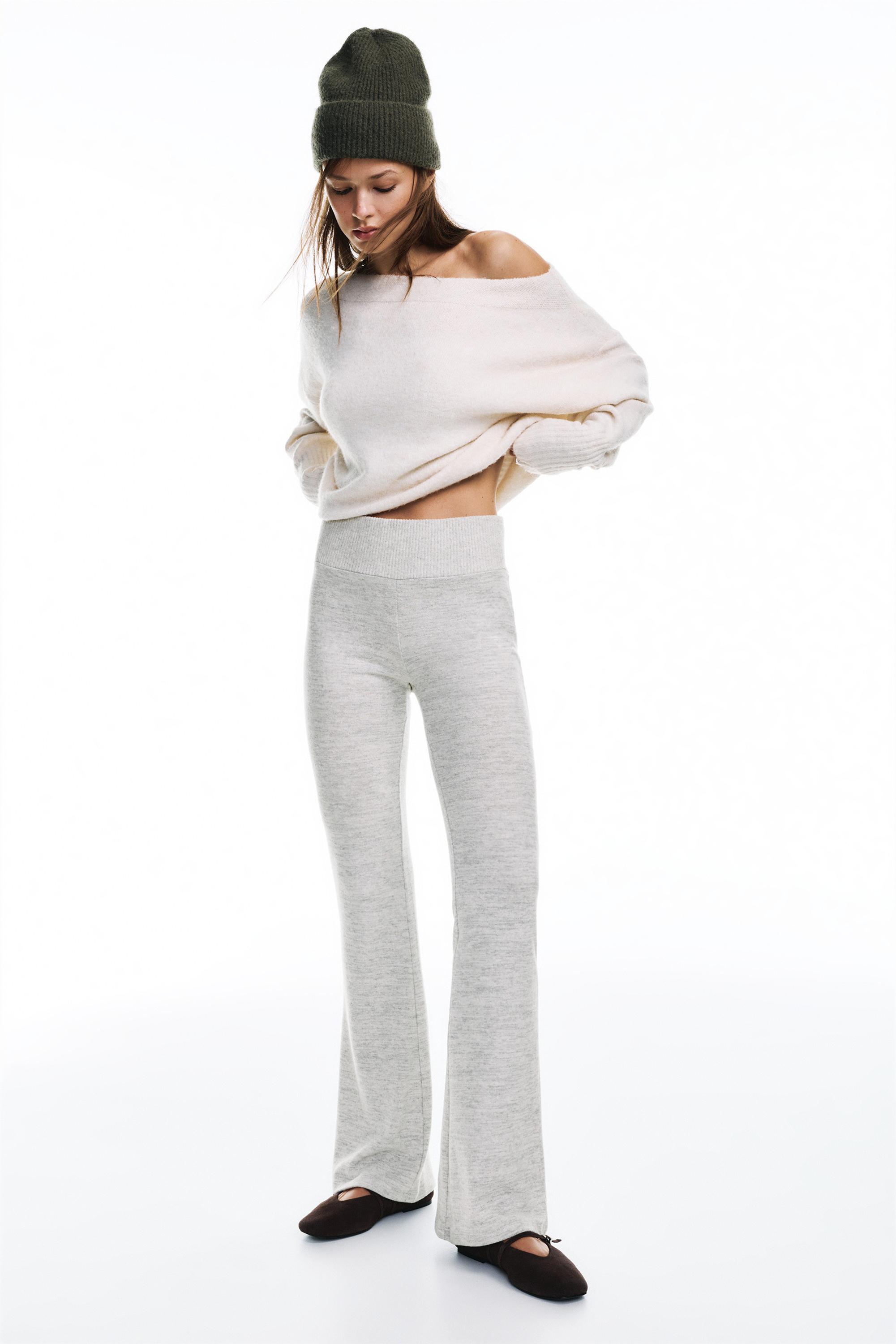 Soft touch flared trousers — Pale marl