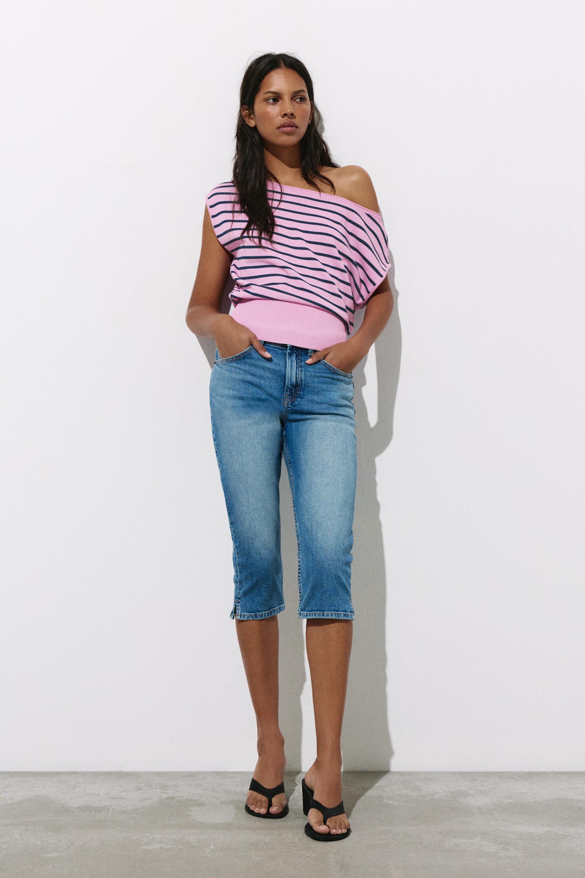 Asymmetric knit T-shirt — Pink