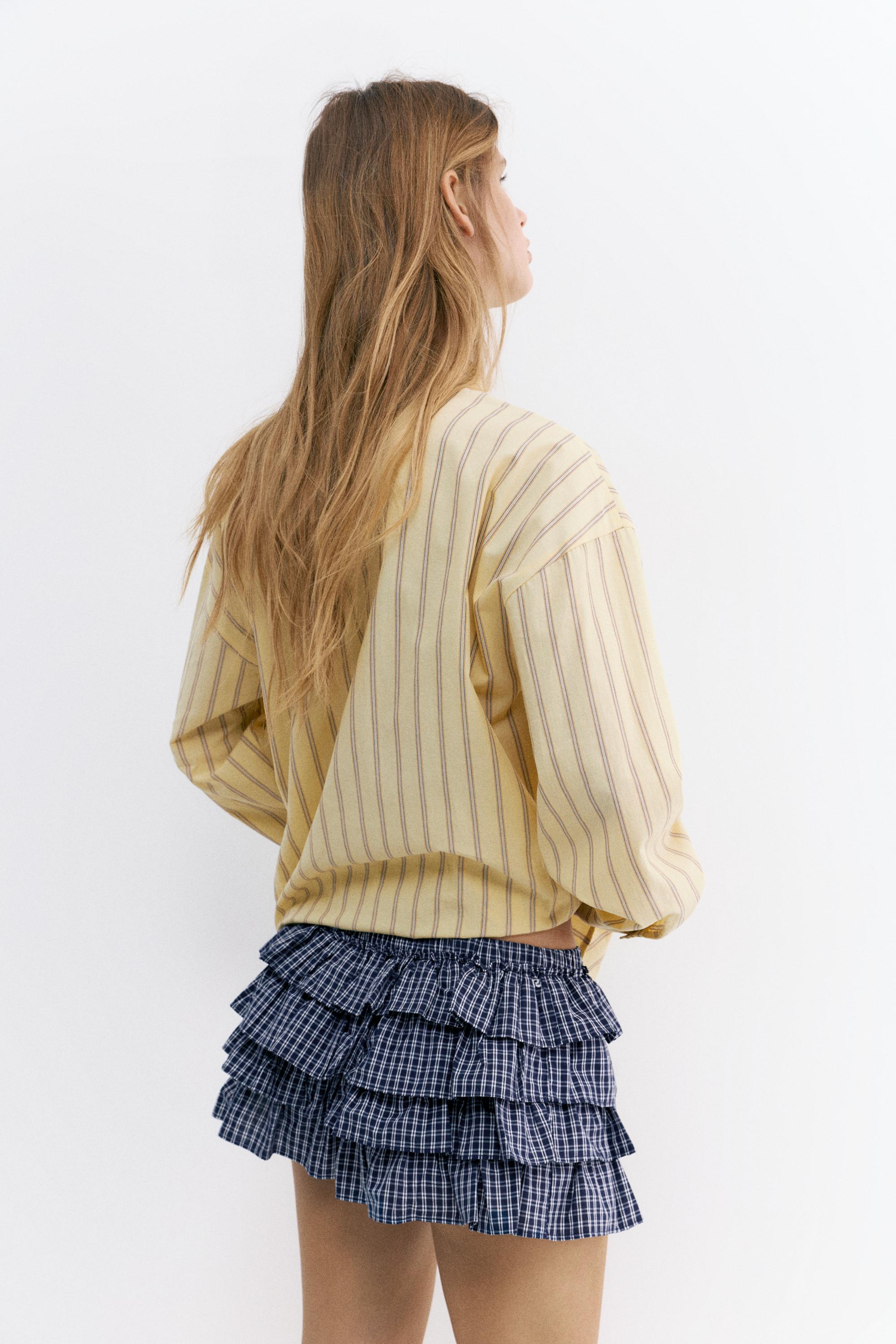 Kareli fırfırlı şort etek - Görsel 15