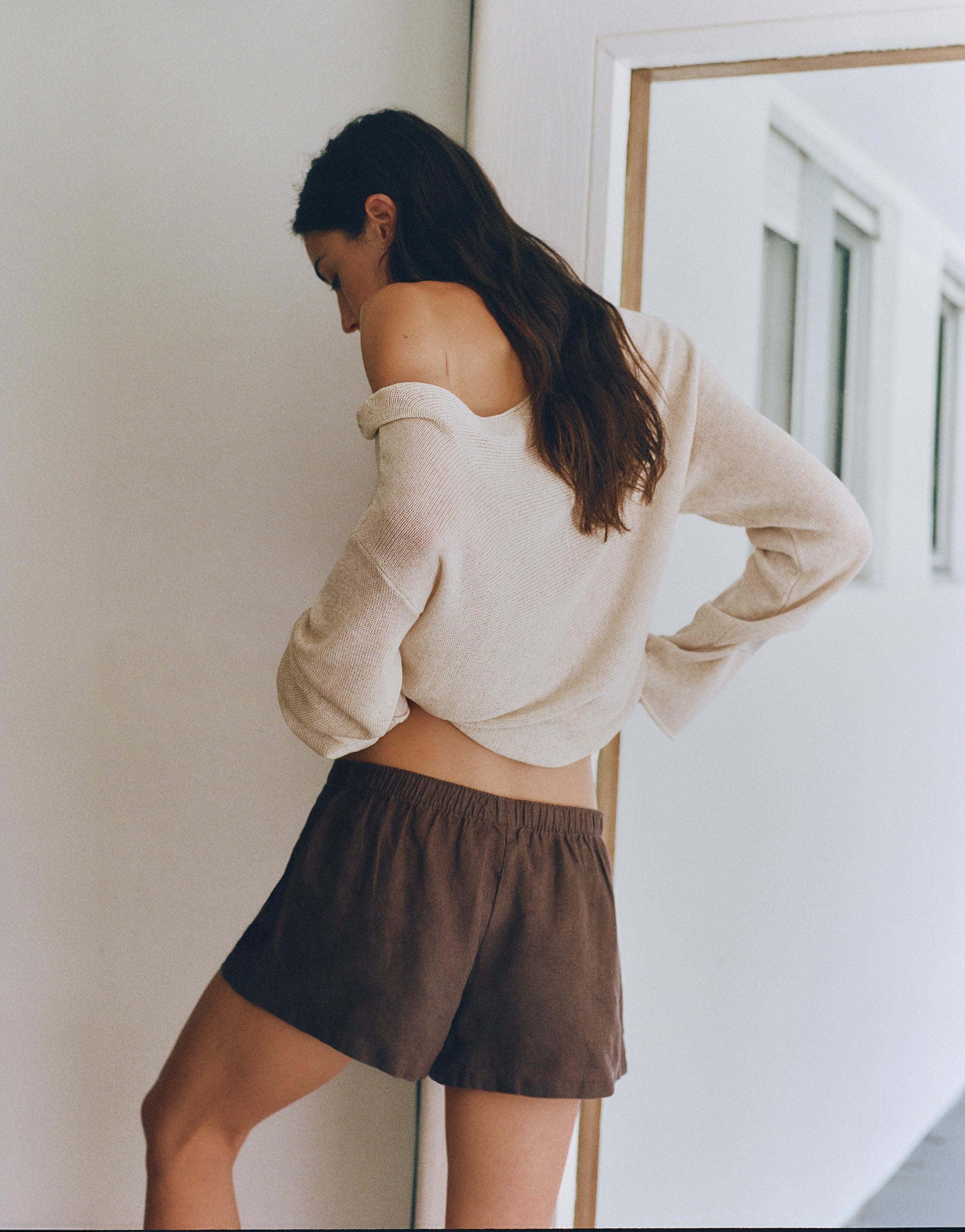 100% Linen Shorts — Taupe