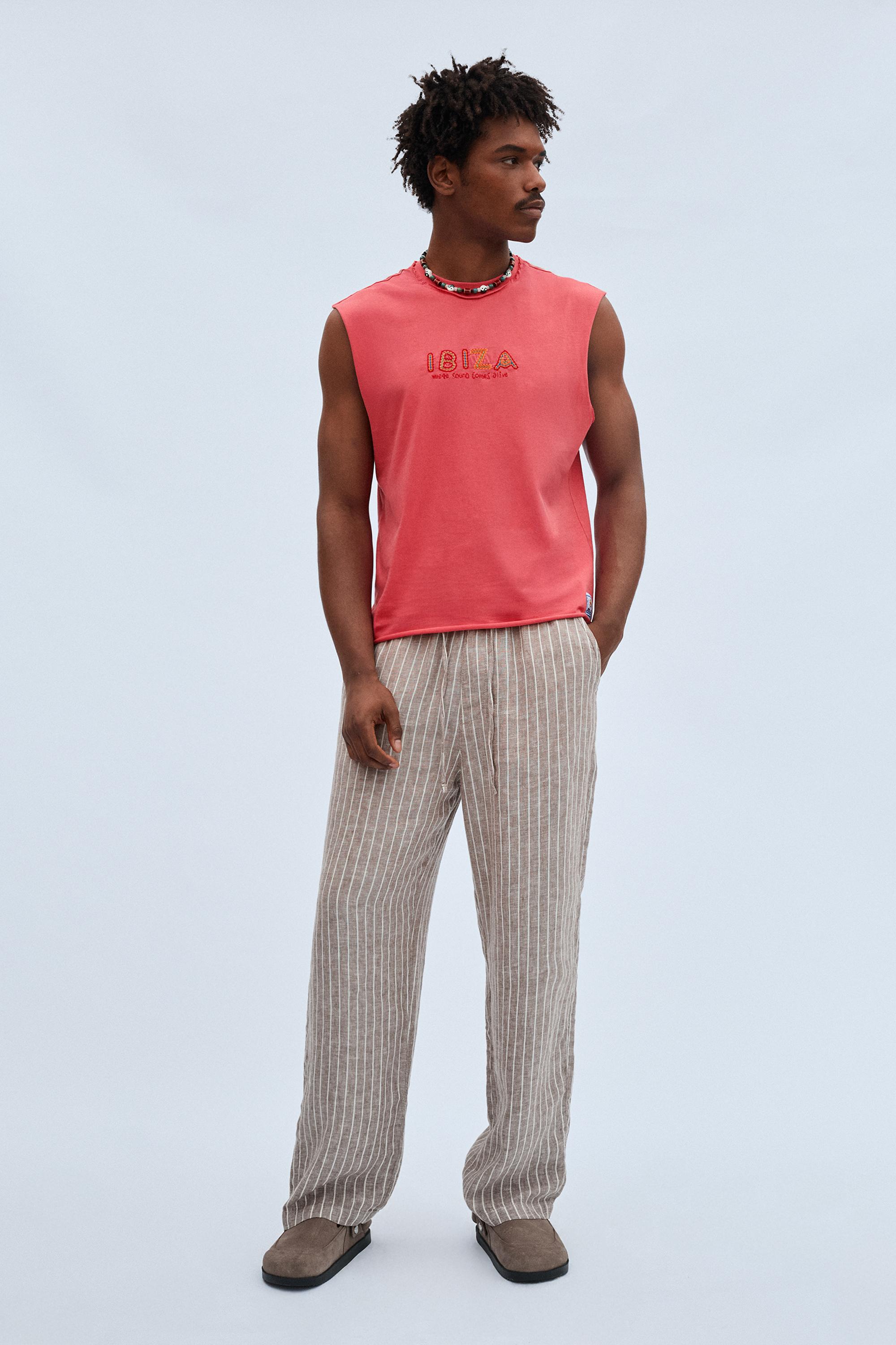 Boxy Ibiza vest top — Salmon pink