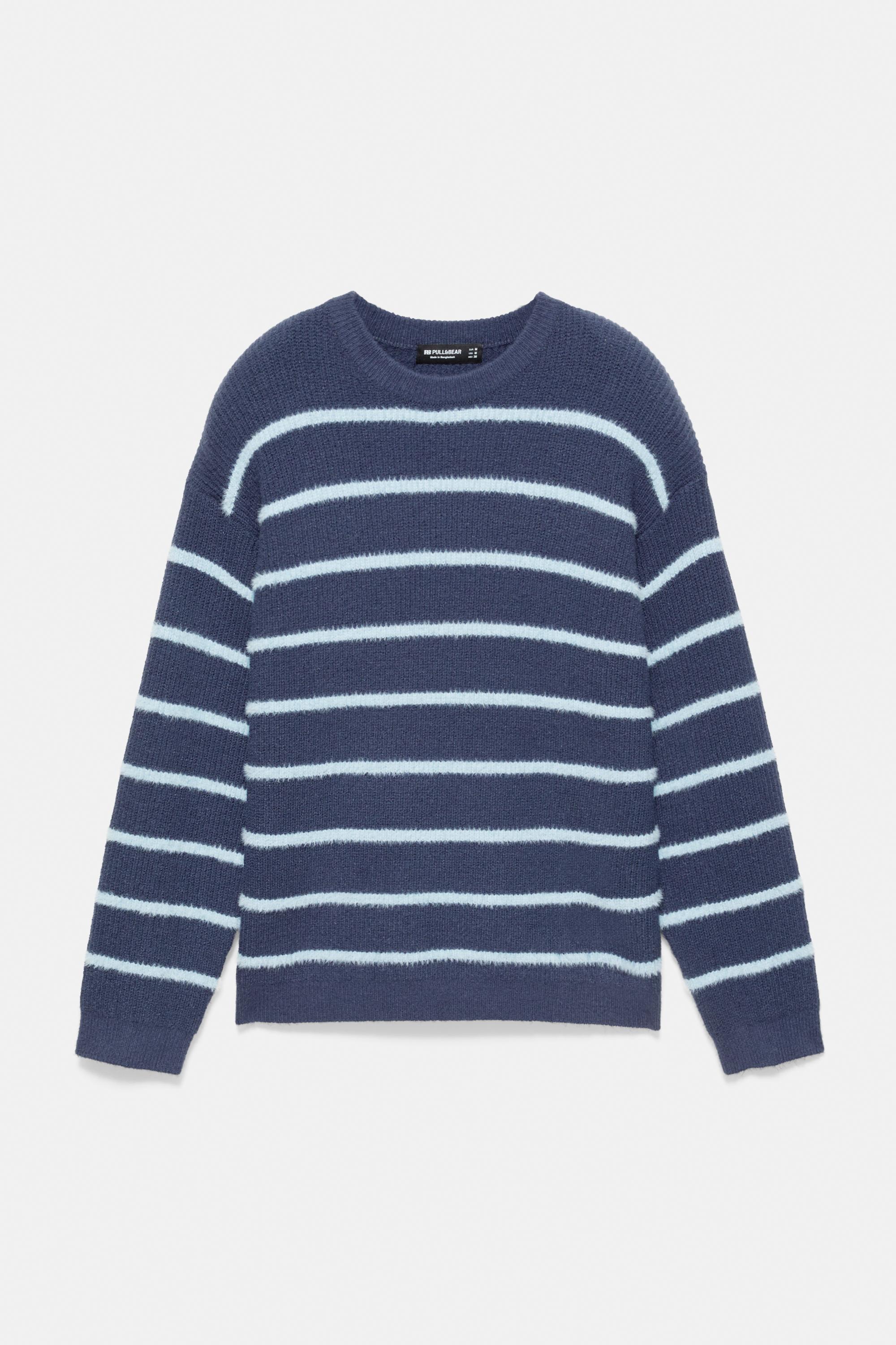 Pull&Bear Çizgili işlemeli kazak görsel 5