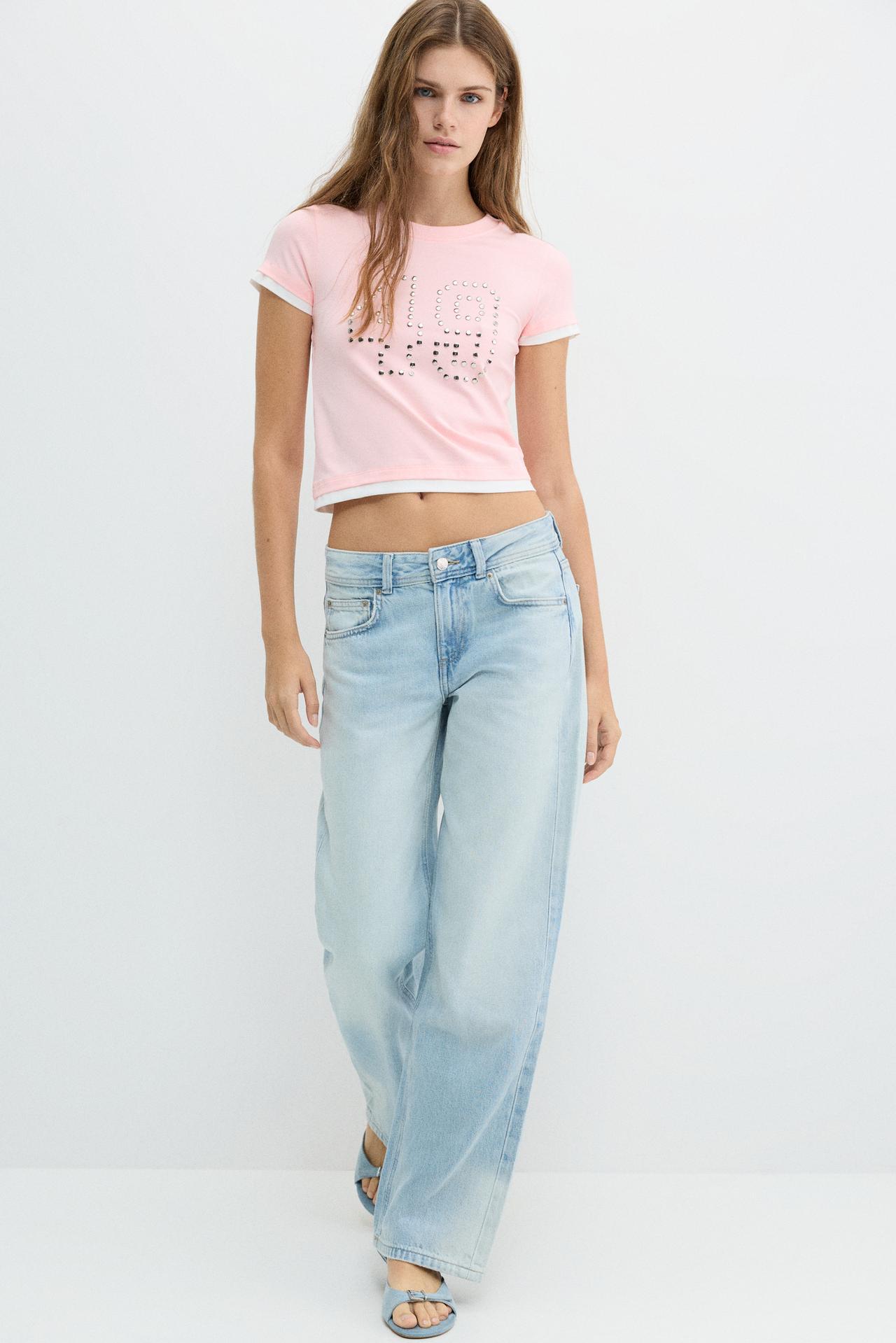 Studded double-layer T-shirt — Pastel pink