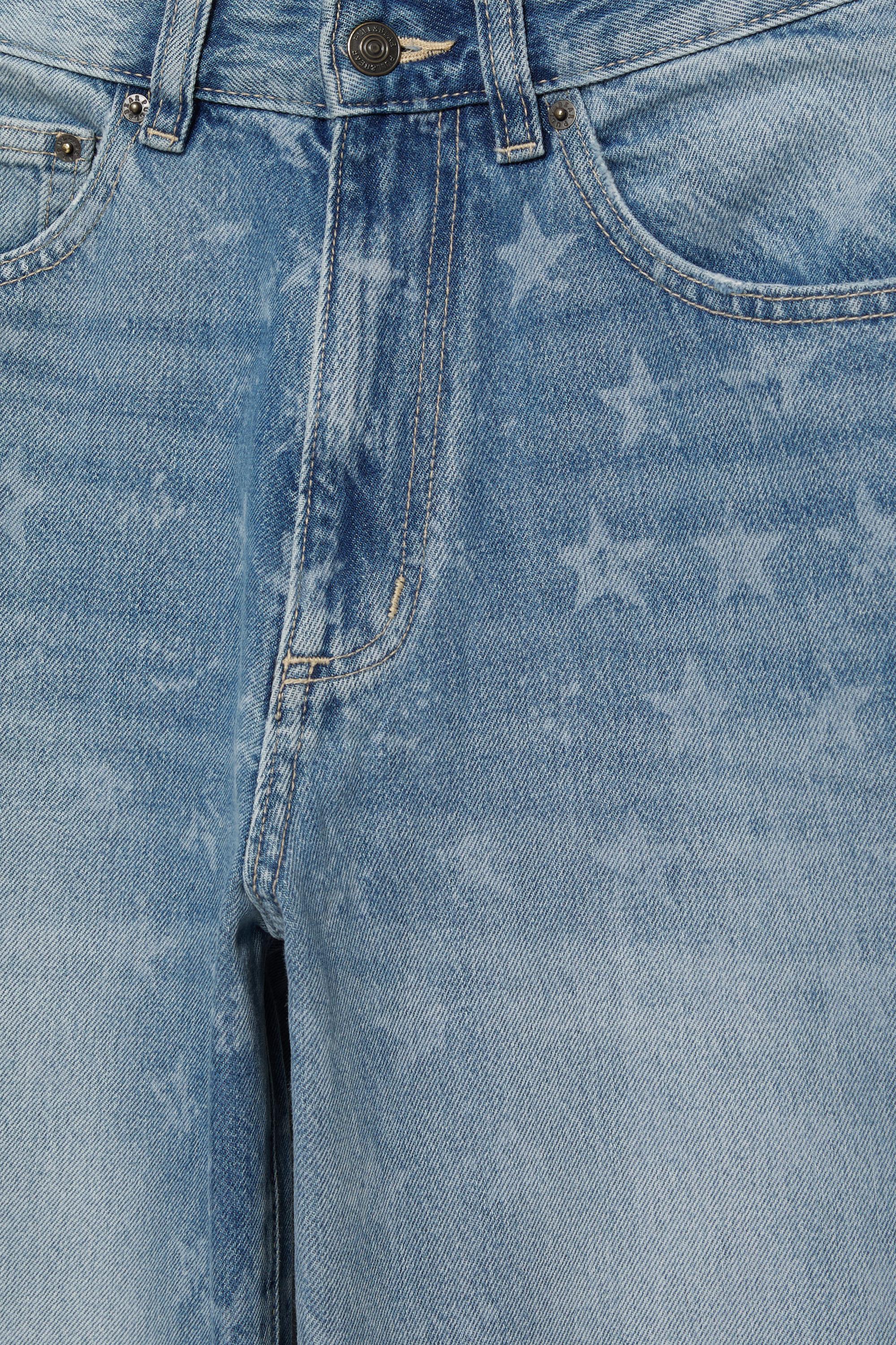 Star print wide-leg jeans — Medium blue