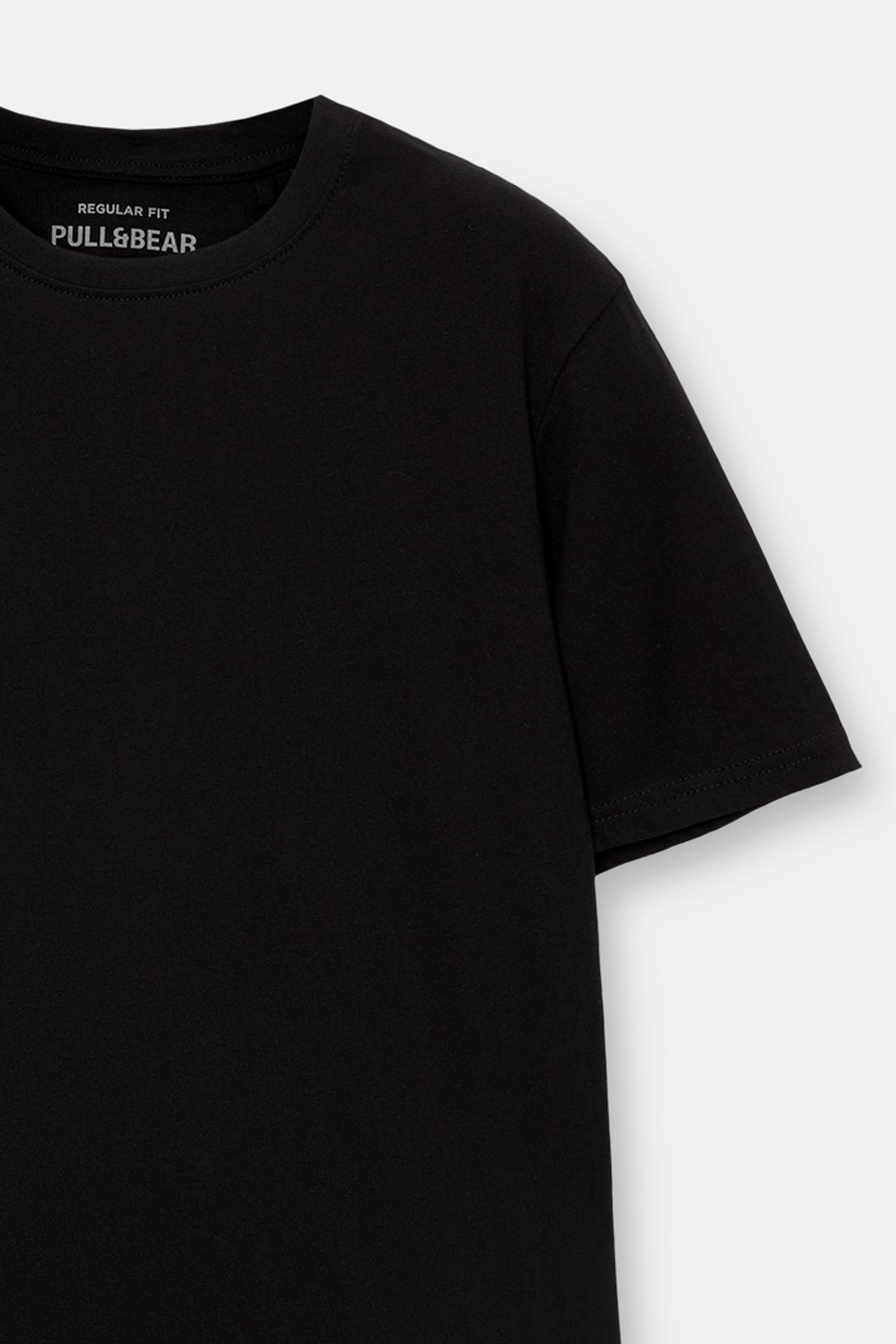 Basic short sleeve cotton T-shirt — Black