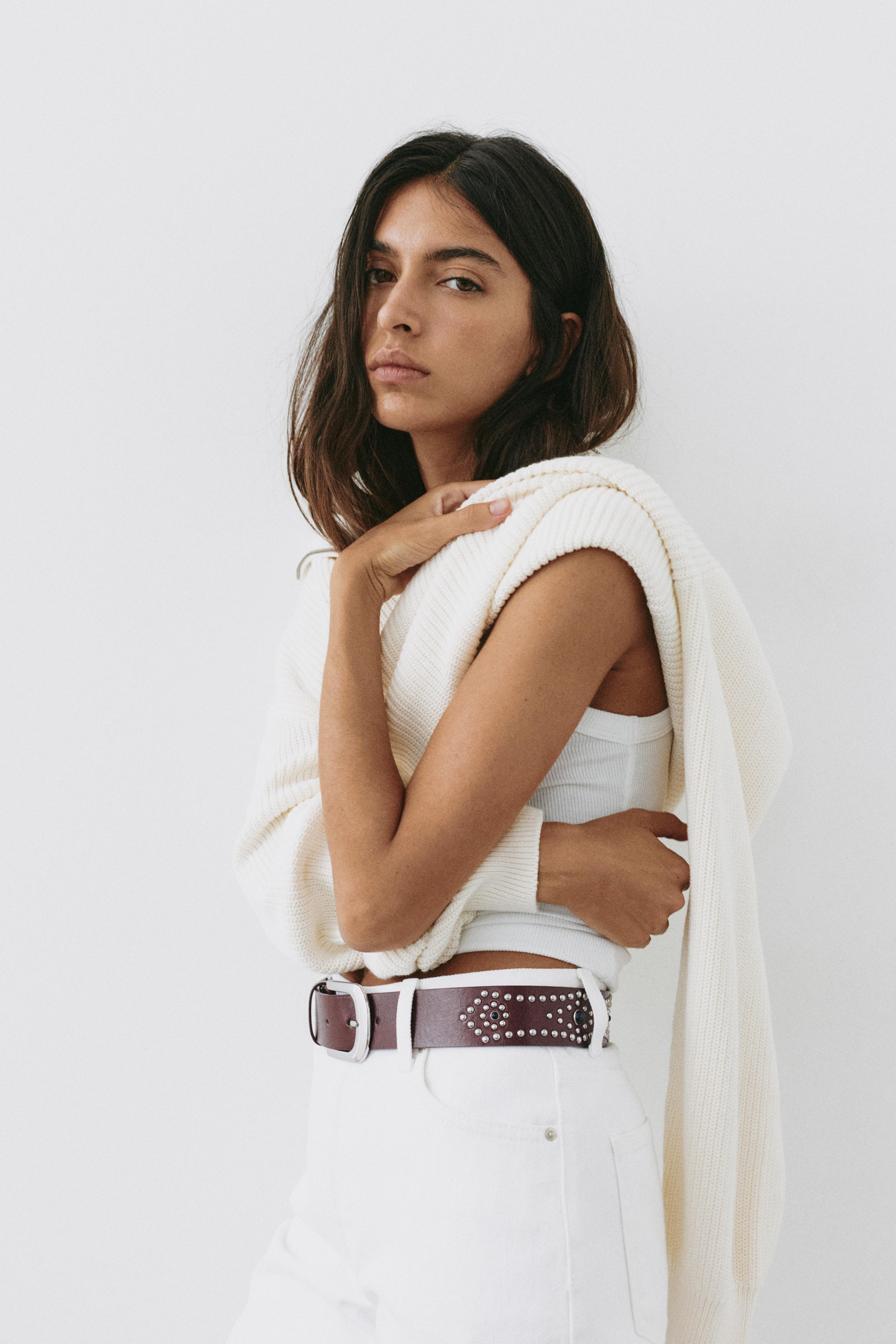 Studded belt — Brown