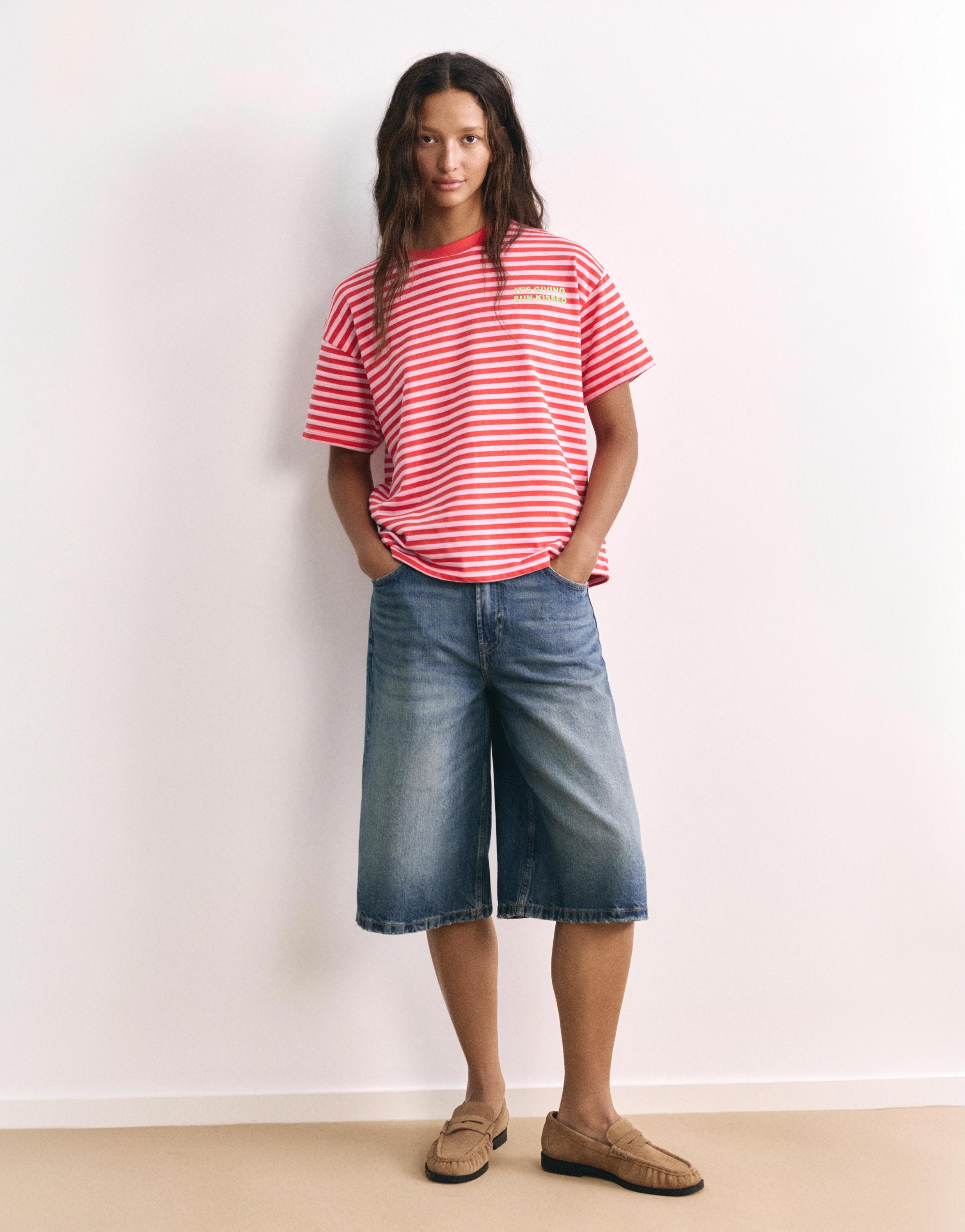 Striped T-shirt with text — 0-964