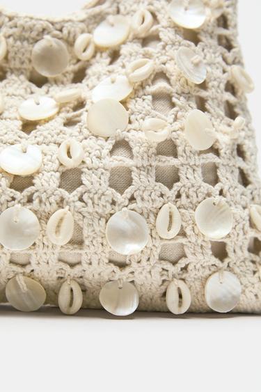 Beaded shoulder bag — Ecru 4