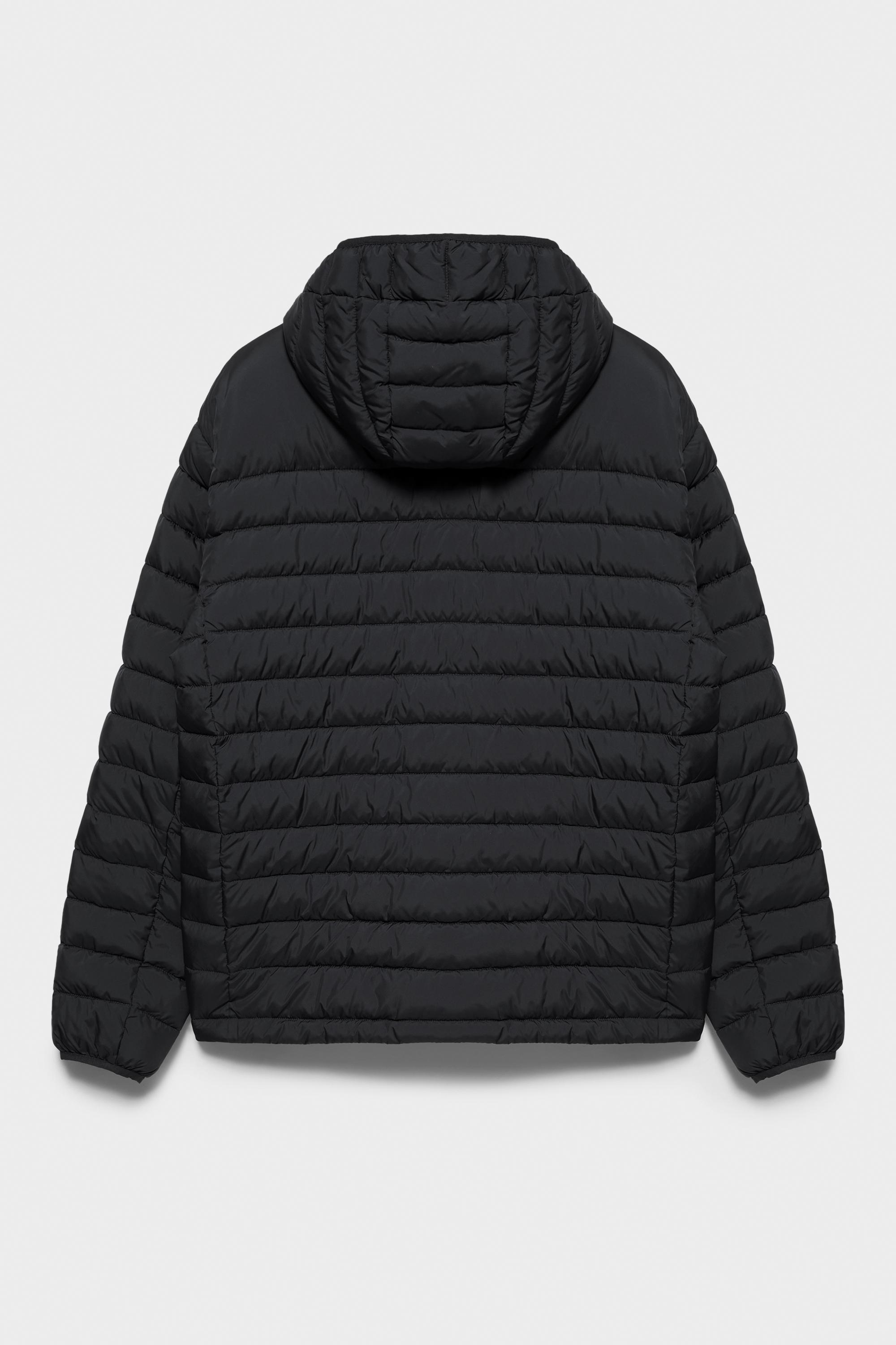 Lightweight puffer jacket with hood — Black