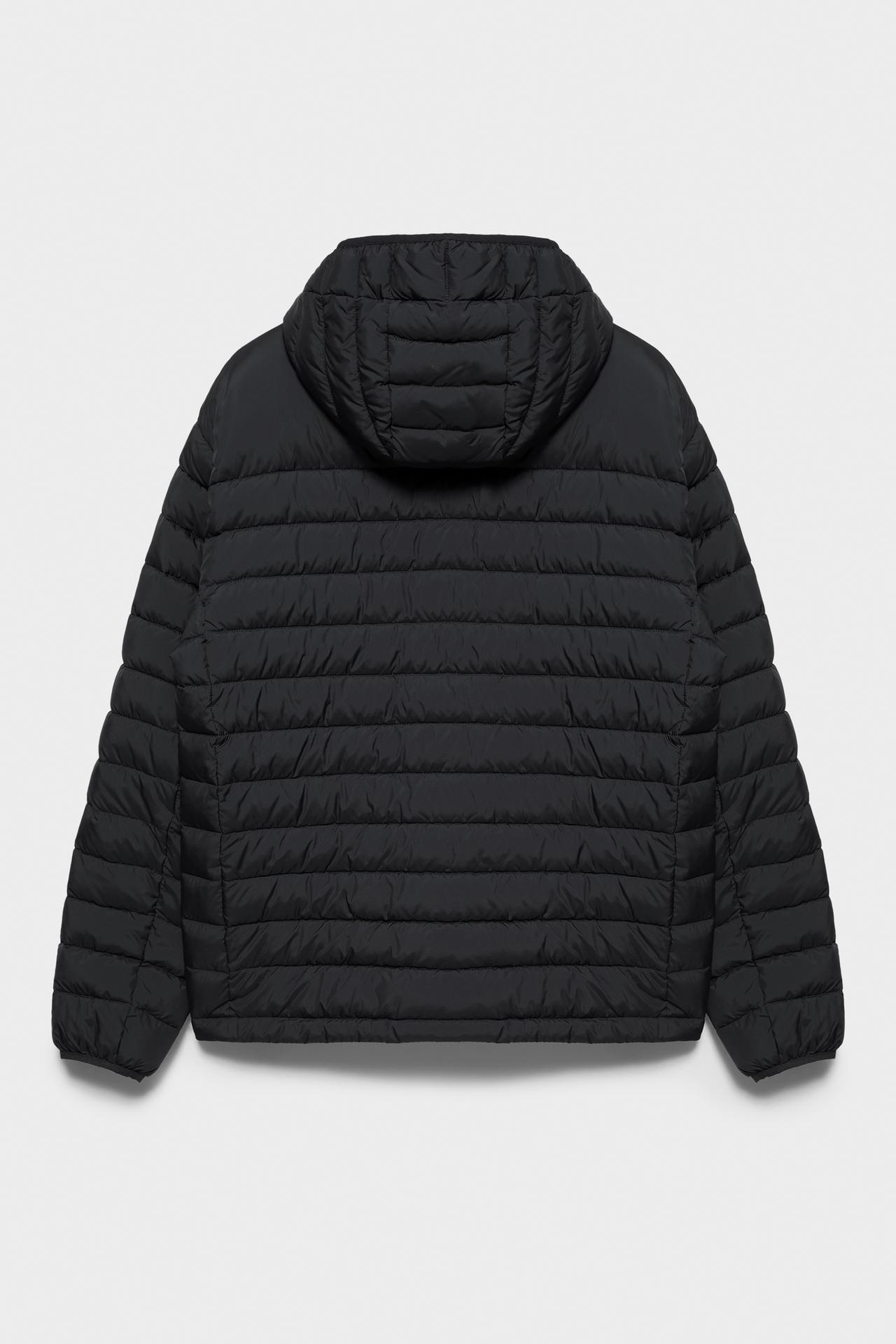 Lightweight puffer jacket with hood — Black