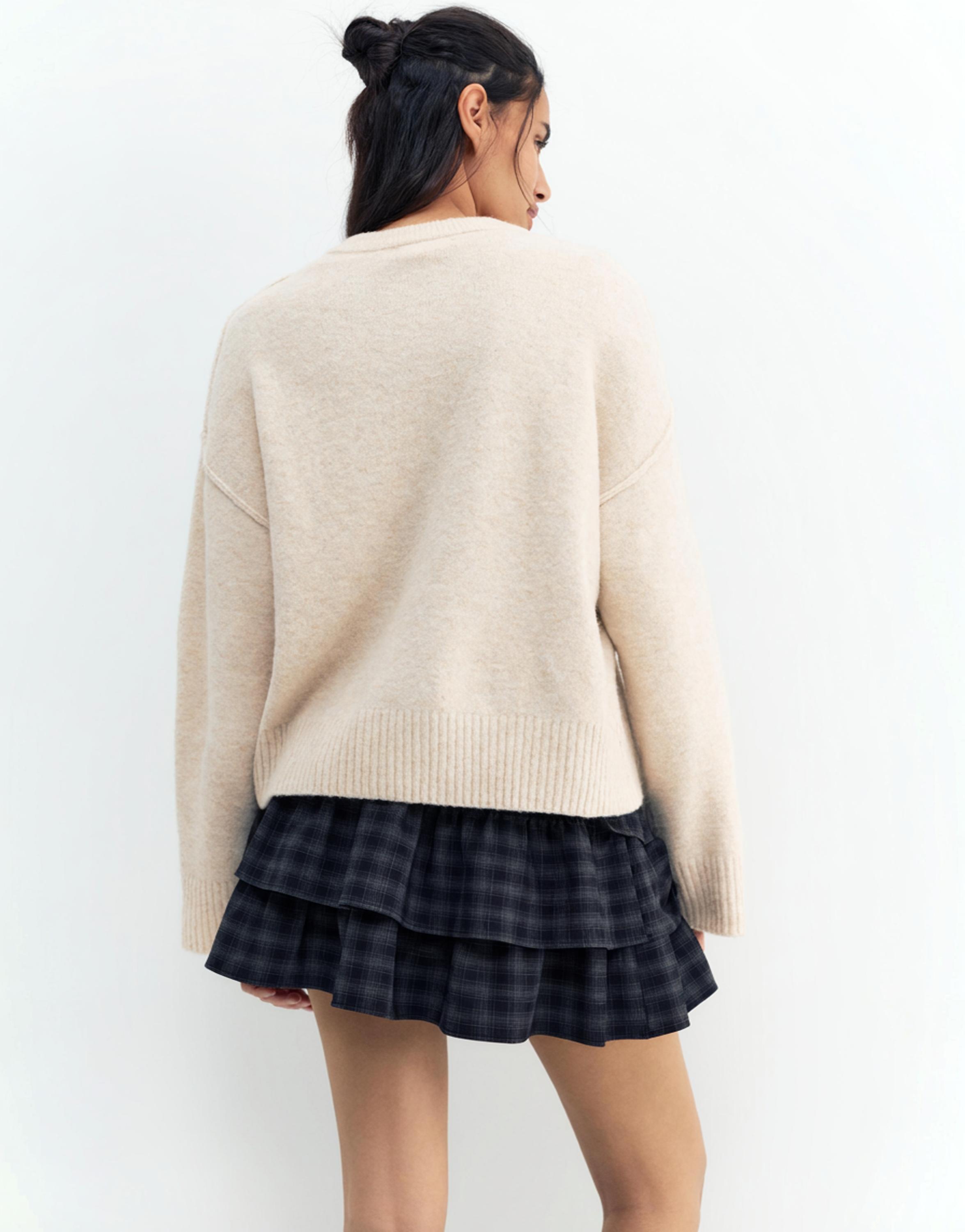 Soft knit cardigan — Sand