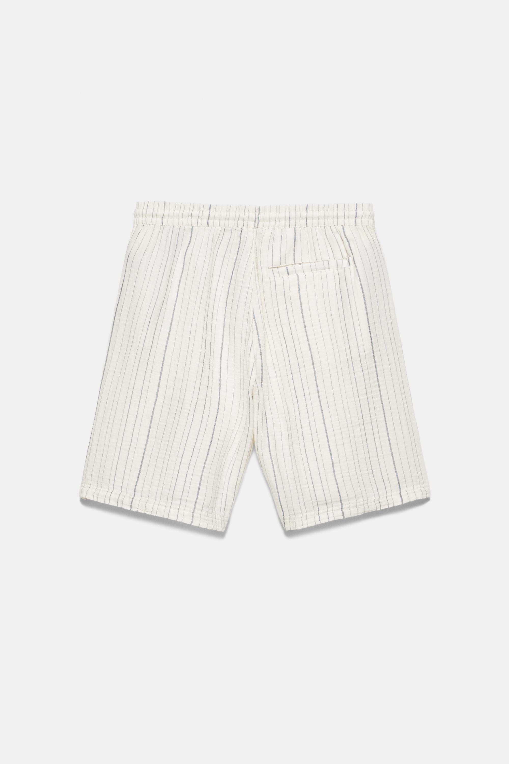 Striped jogger Bermuda shorts — White/Navy