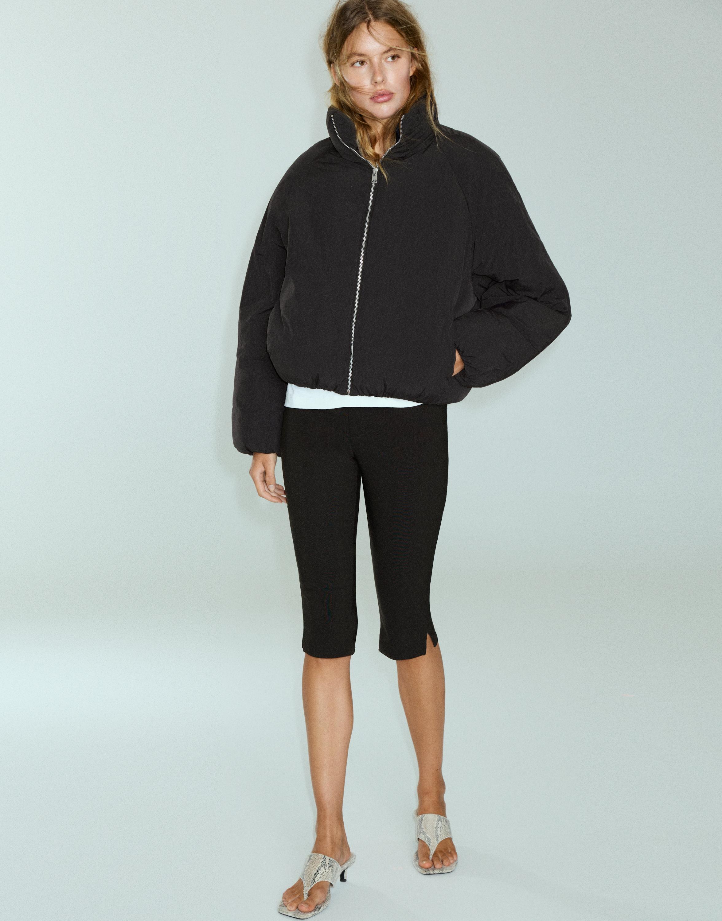 Pull&Bear Dik yaka şişme mont görsel 3
