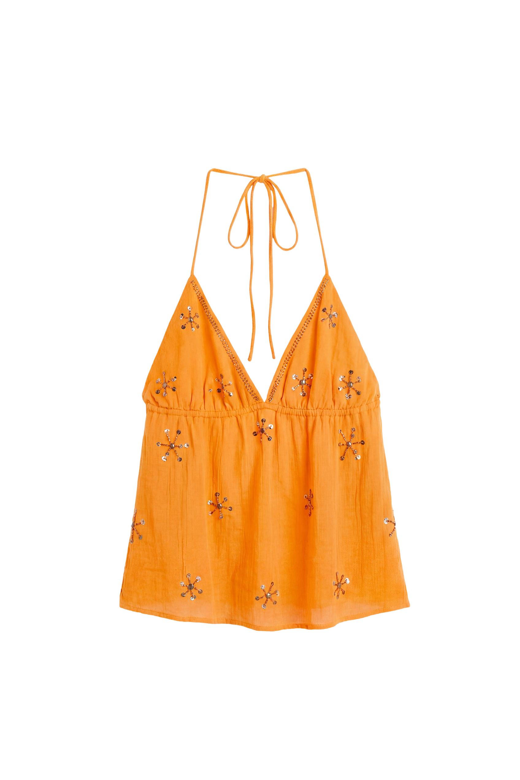 Beaded halter top — Orange