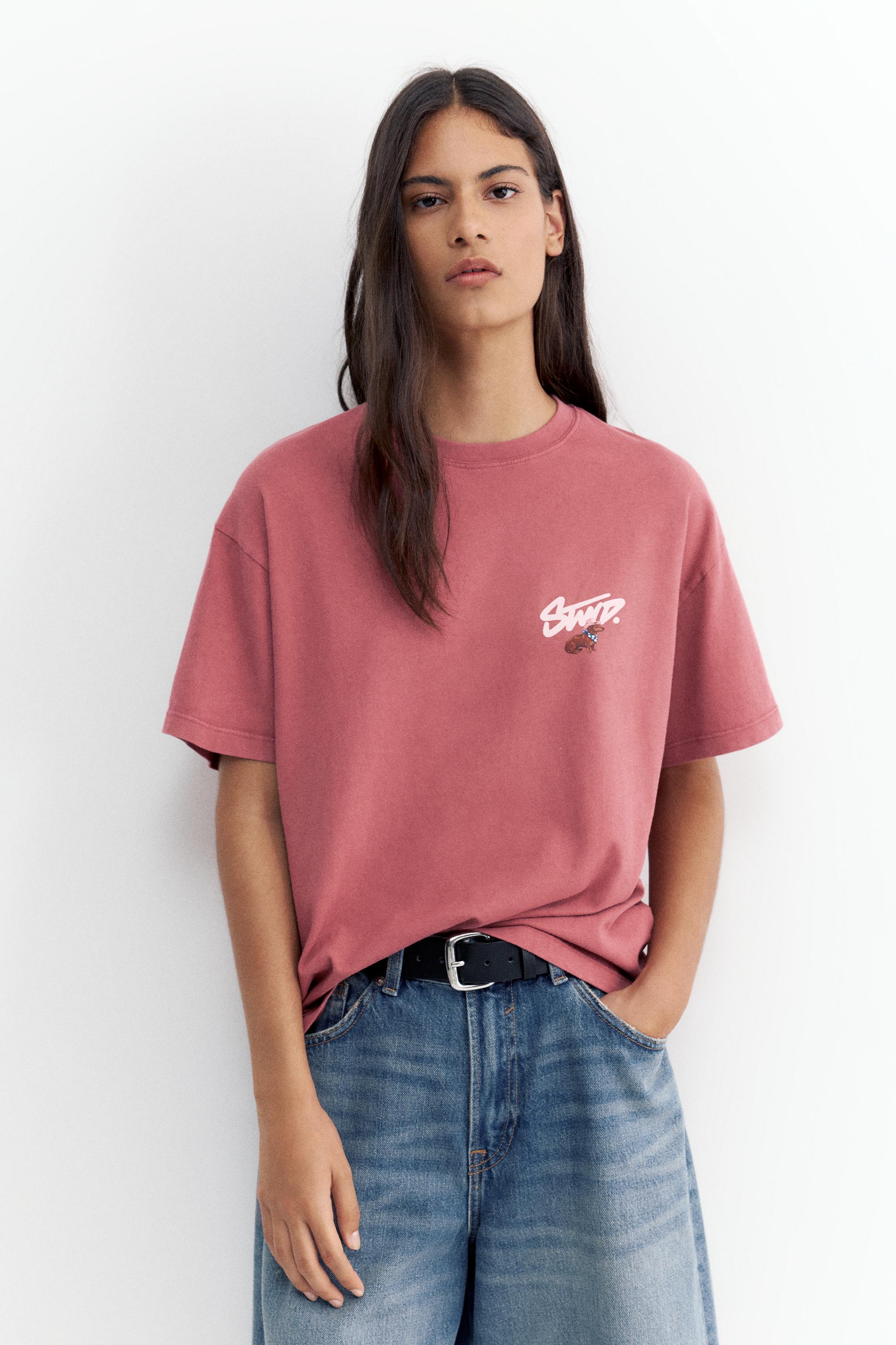 STWD dog graphic T-shirt — Dark pink