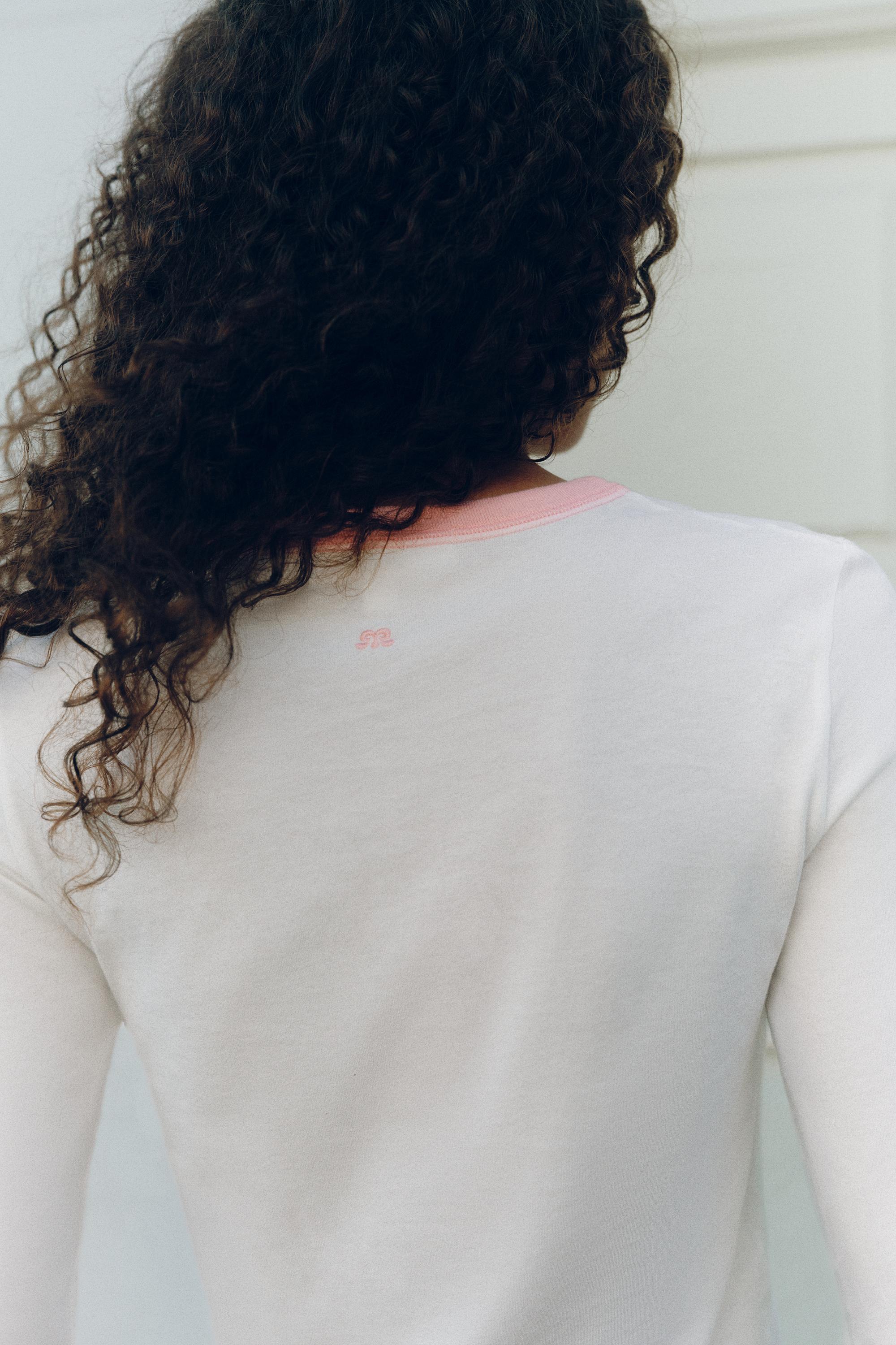 '91' graphic cropped T-shirt — Ice