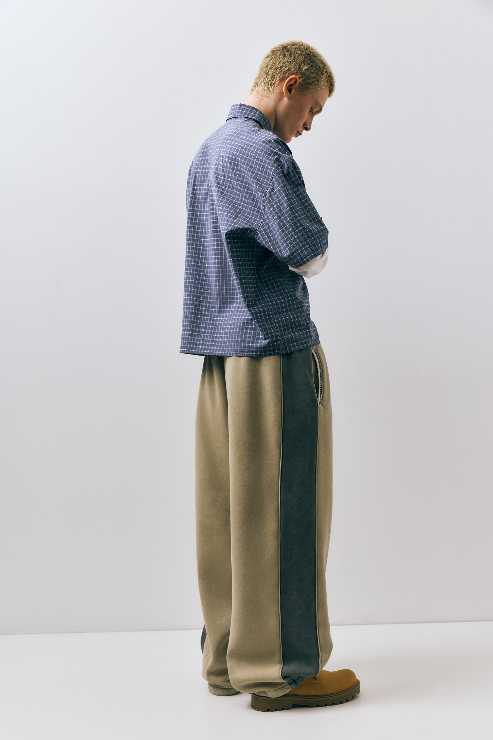 Double-sleeve check shirt — Blue