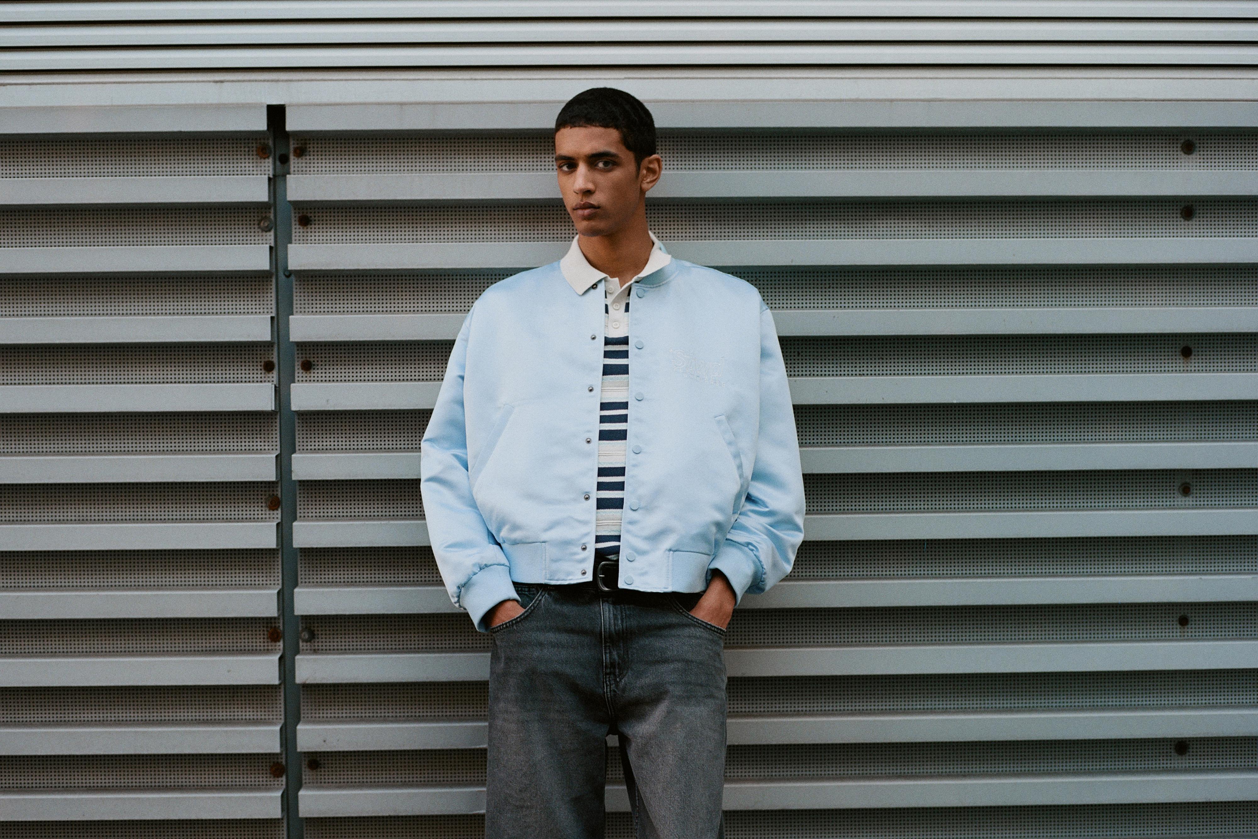 Satin bomber jacket — Pastel blue