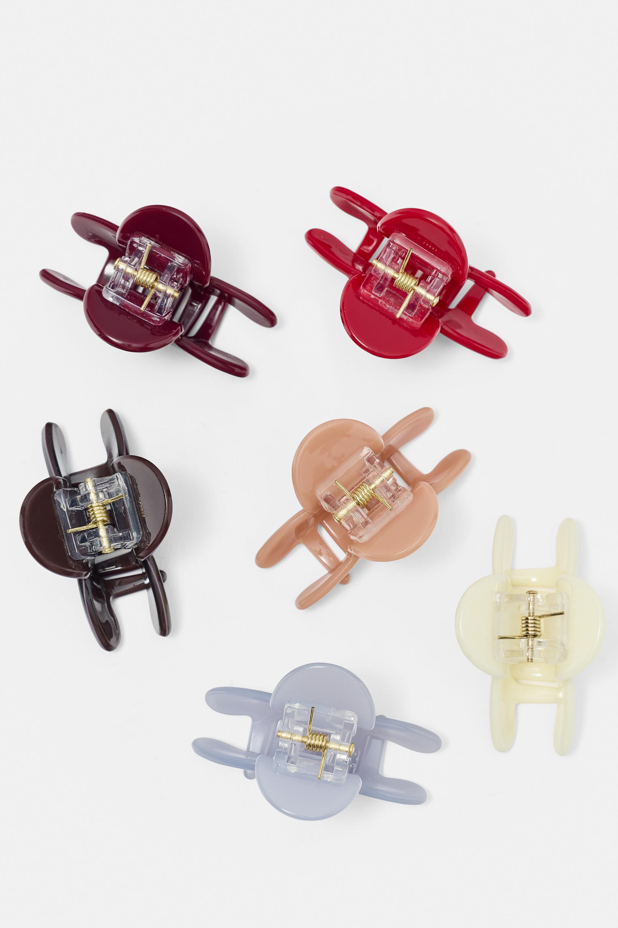Pack of 6 mini clips — Brown