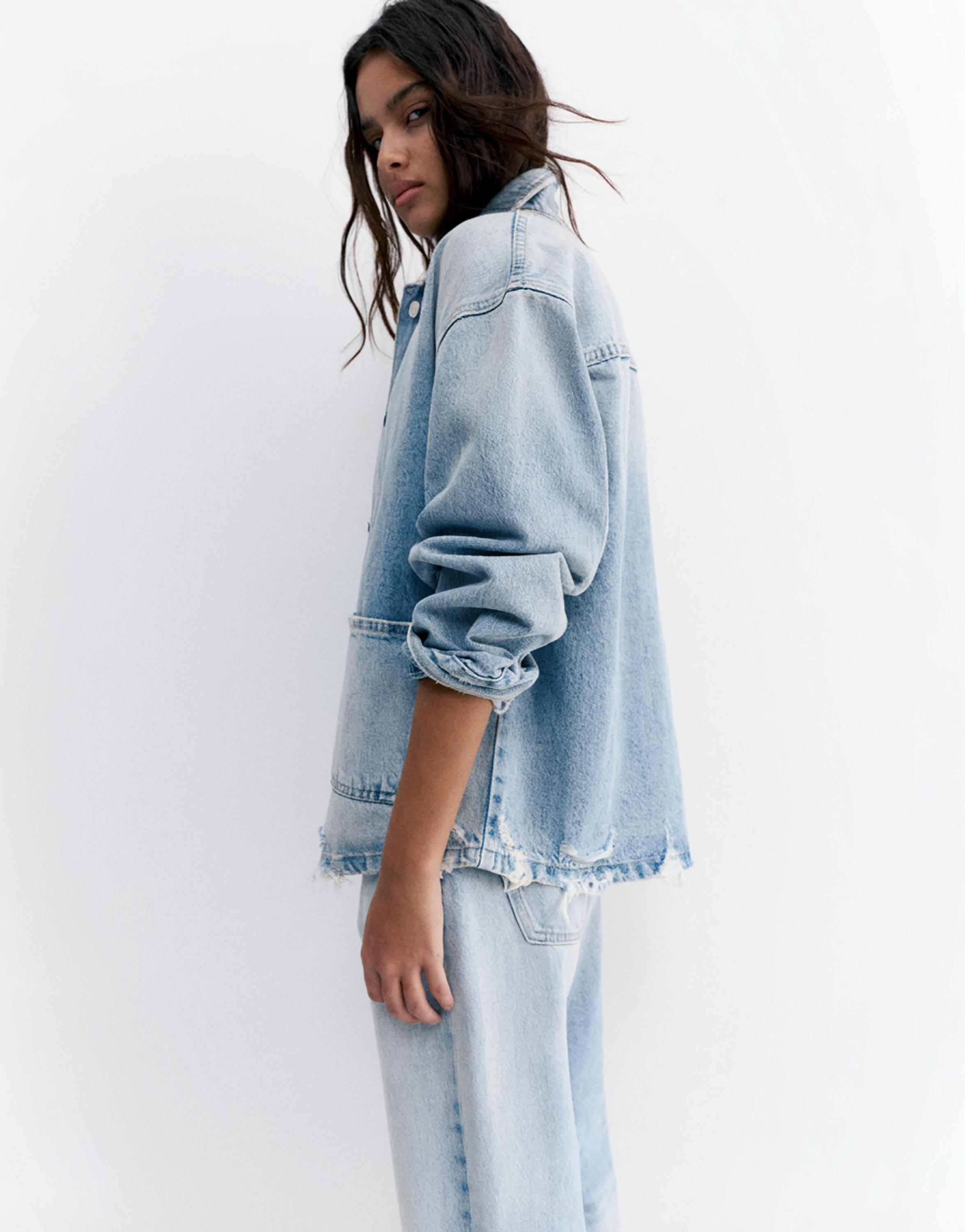 Worker denim ince ceket - Görsel 16